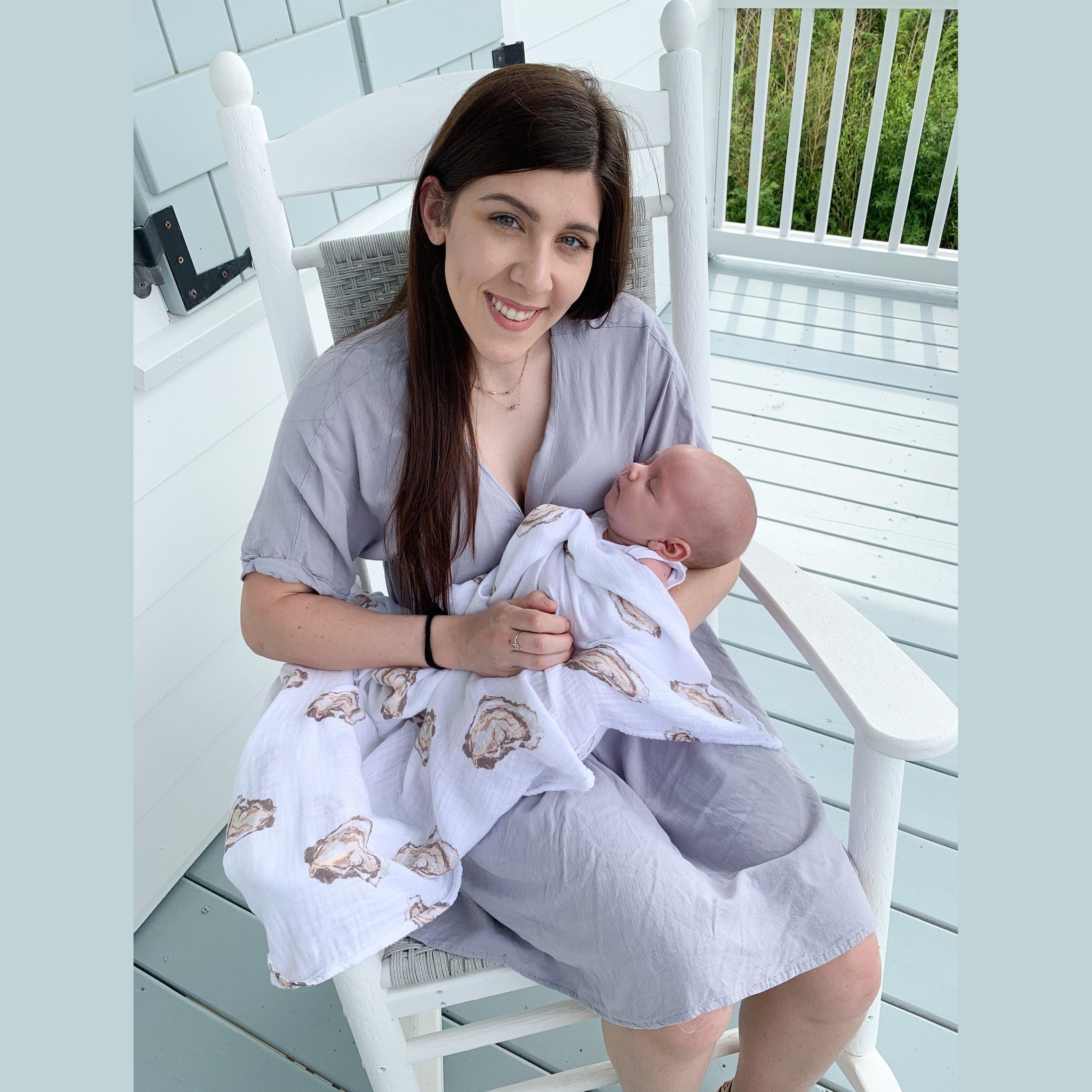 Aw, Shucks! Oyster Baby Muslin Swaddle Blanket-thumbmail-5