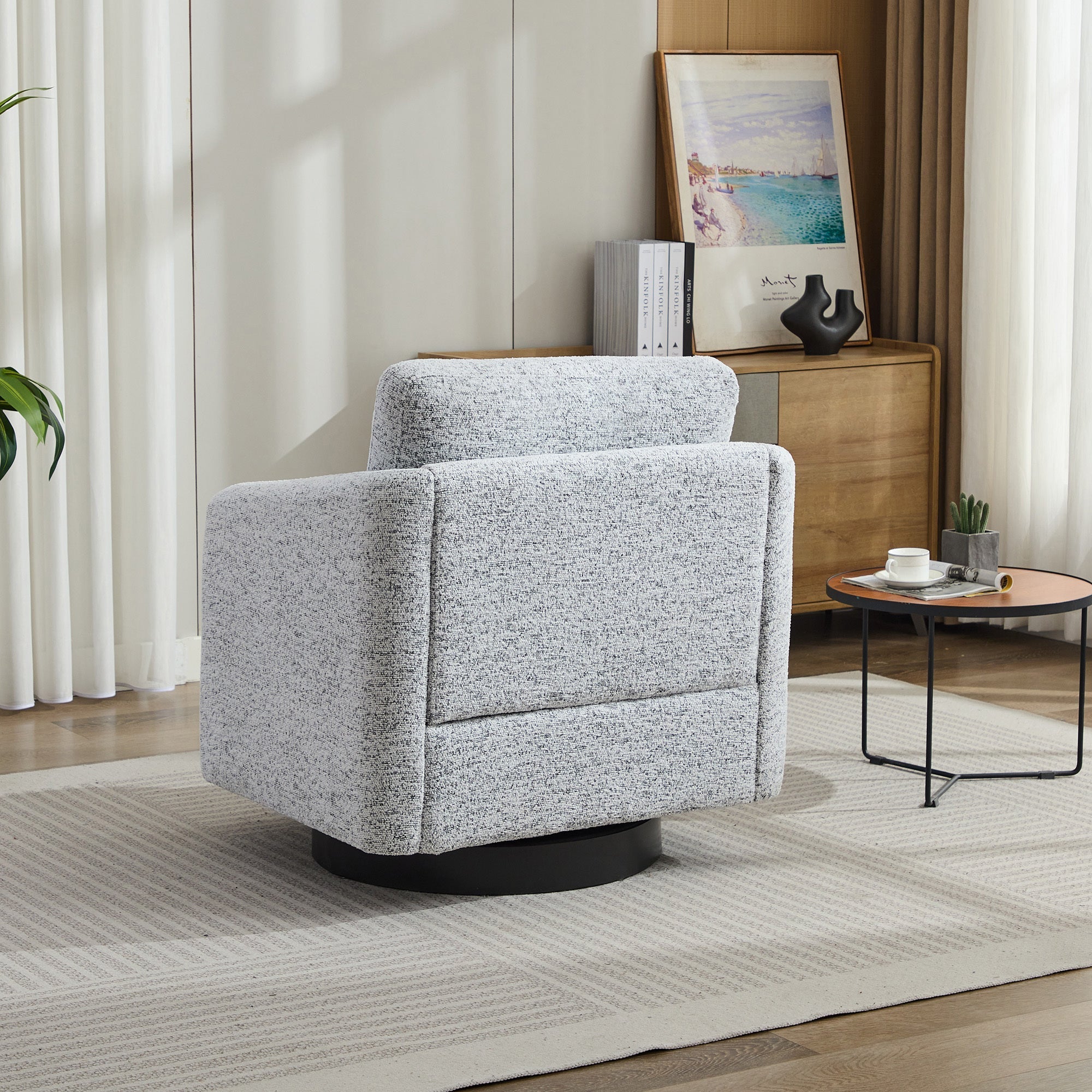 31.5"W  Comfy Round Swivel Accent Chair-thumbmail-5