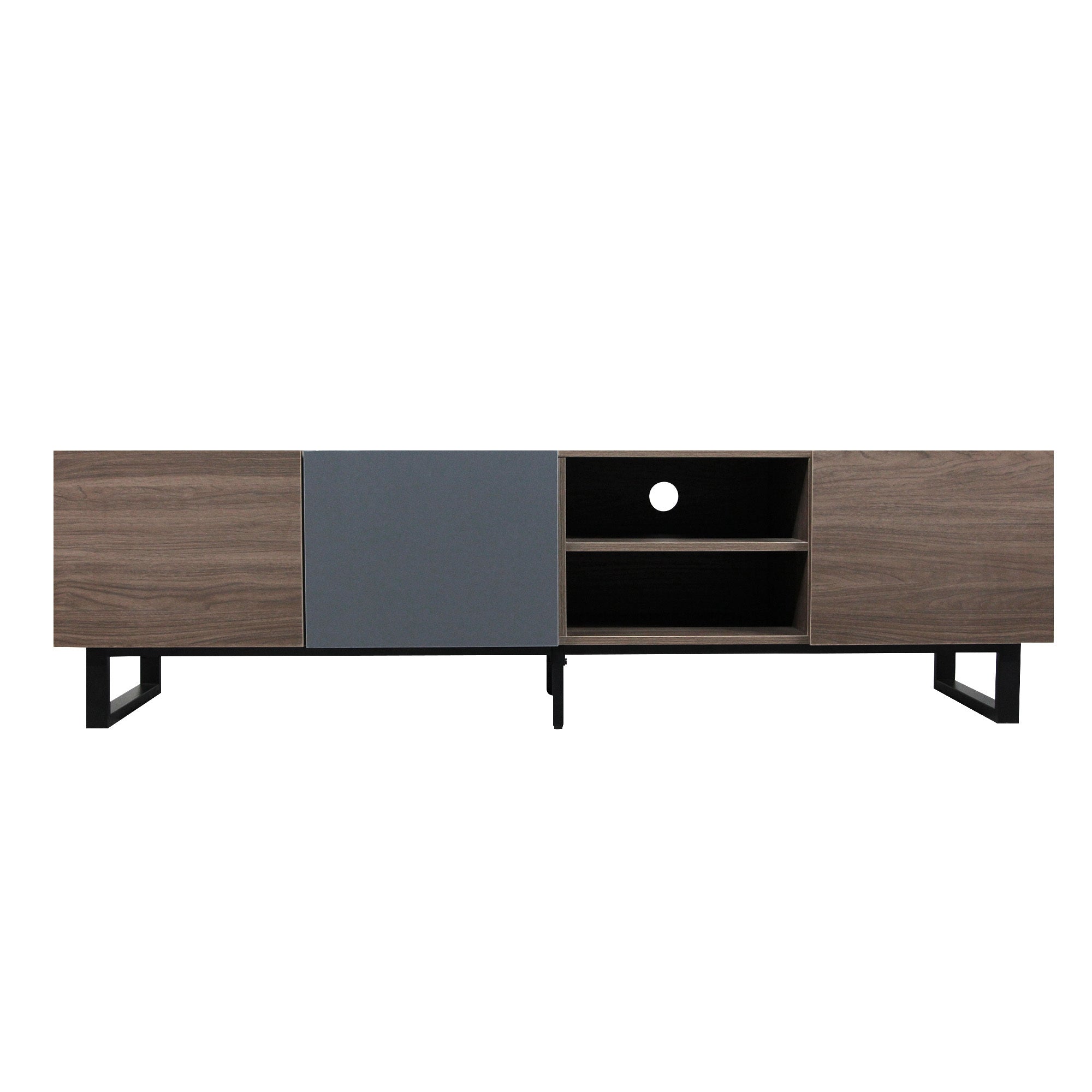Modern TV Stand With 3 Cabinets & Open Shelves-thumbmail-5