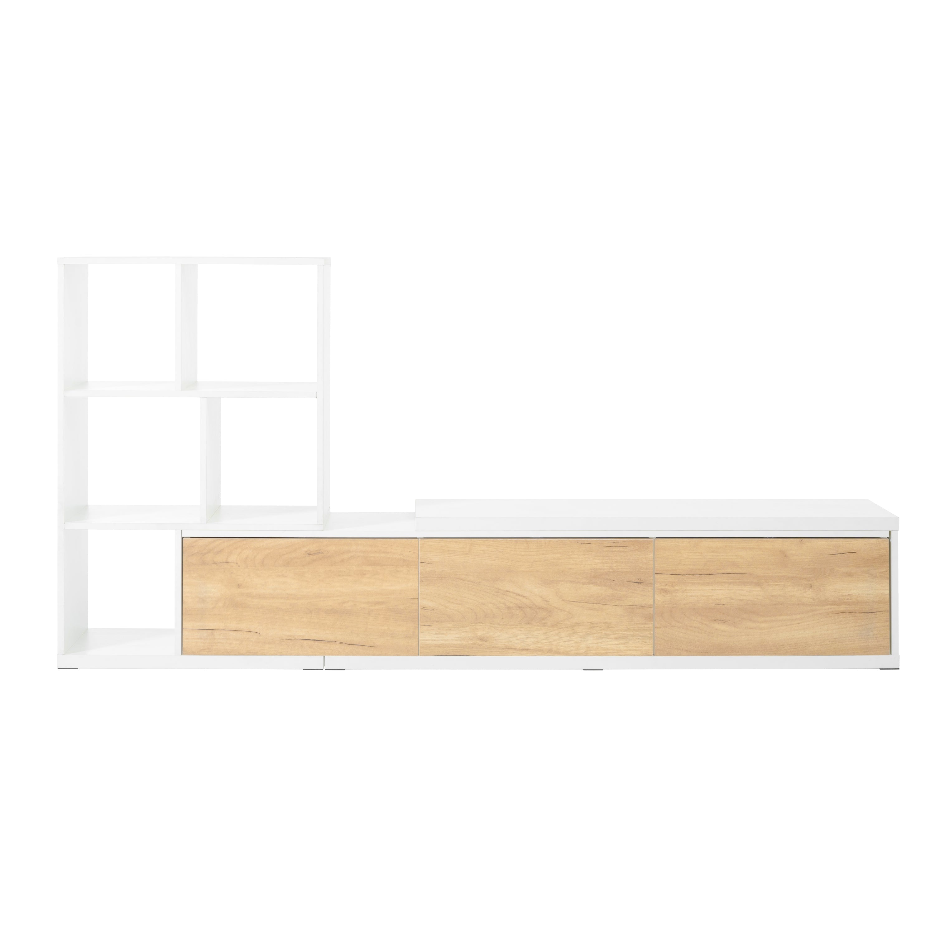 Extendable TV Stand With 3 Tier Bookshelves-thumbmail-4
