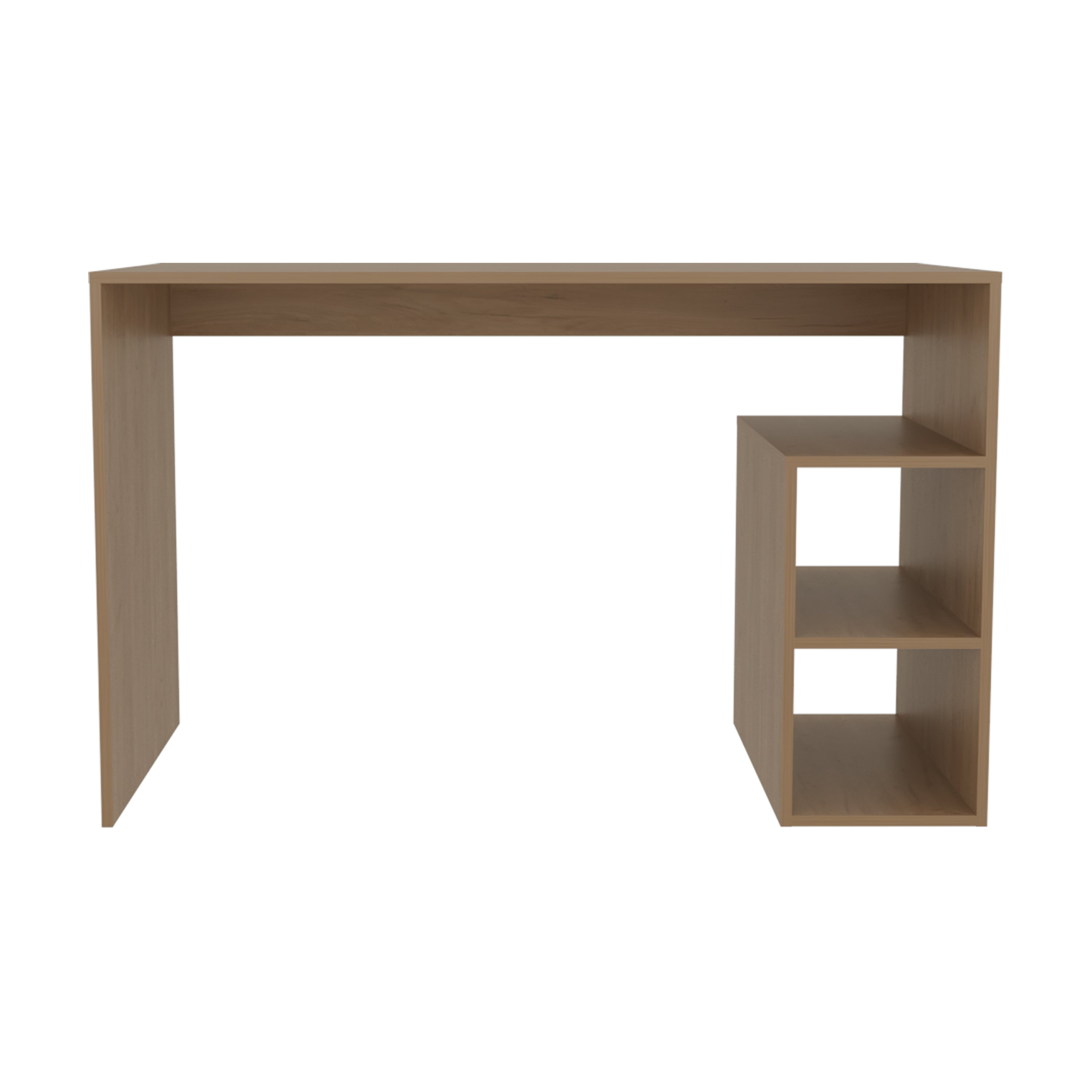 Solid 47' Natural Oak Wide Four Shelves Office Desk-thumbmail-1
