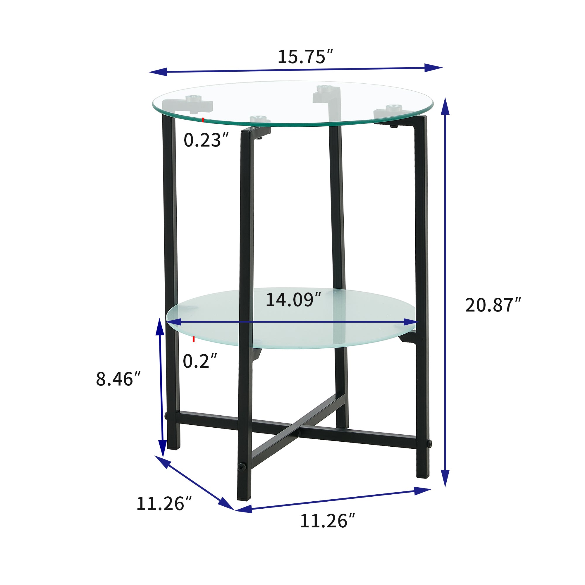 2-Piece Set Clear Tempered Glass Side Table.-thumbmail-7