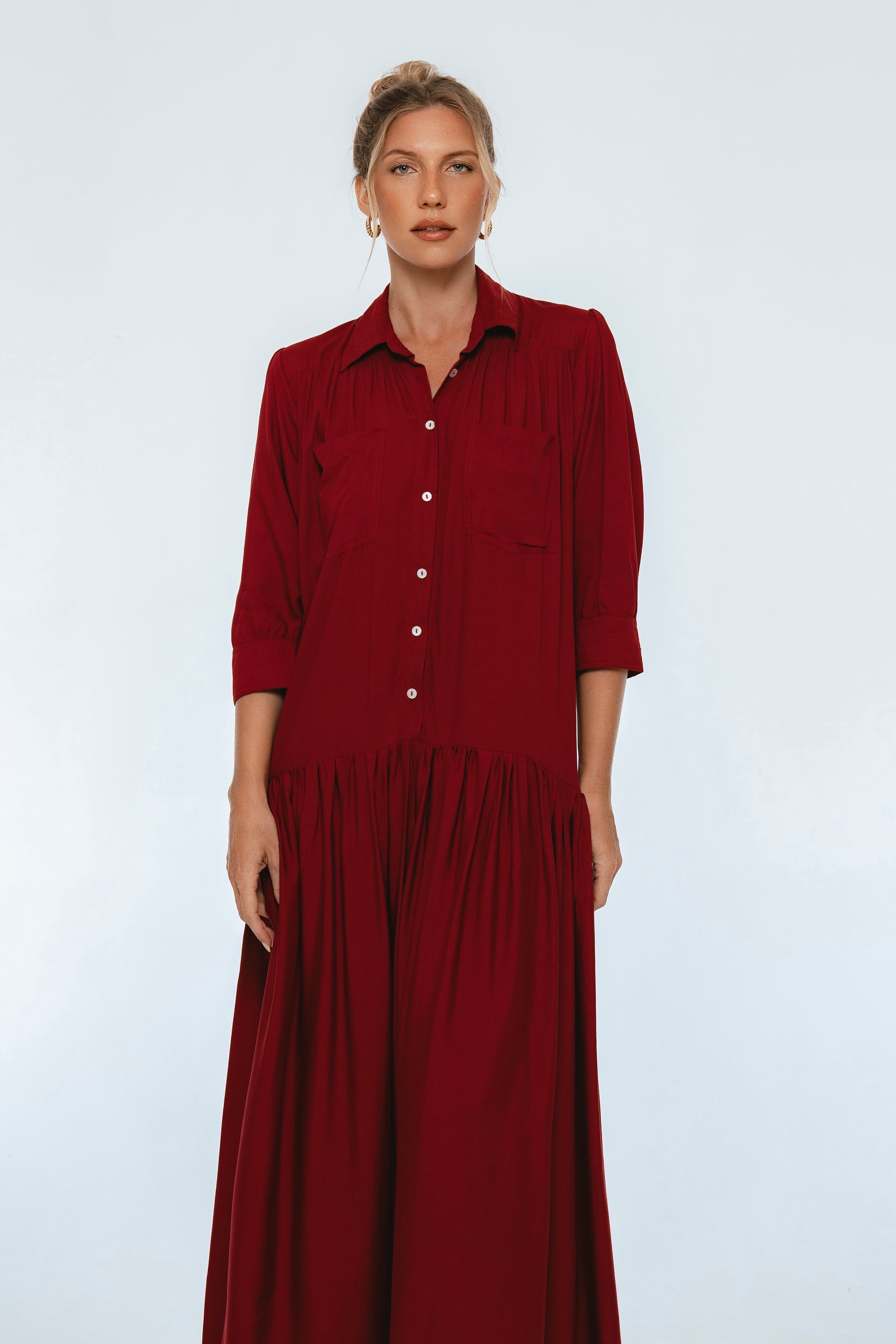 Colette Long Sleeve Shirt Dress-thumbmail-3