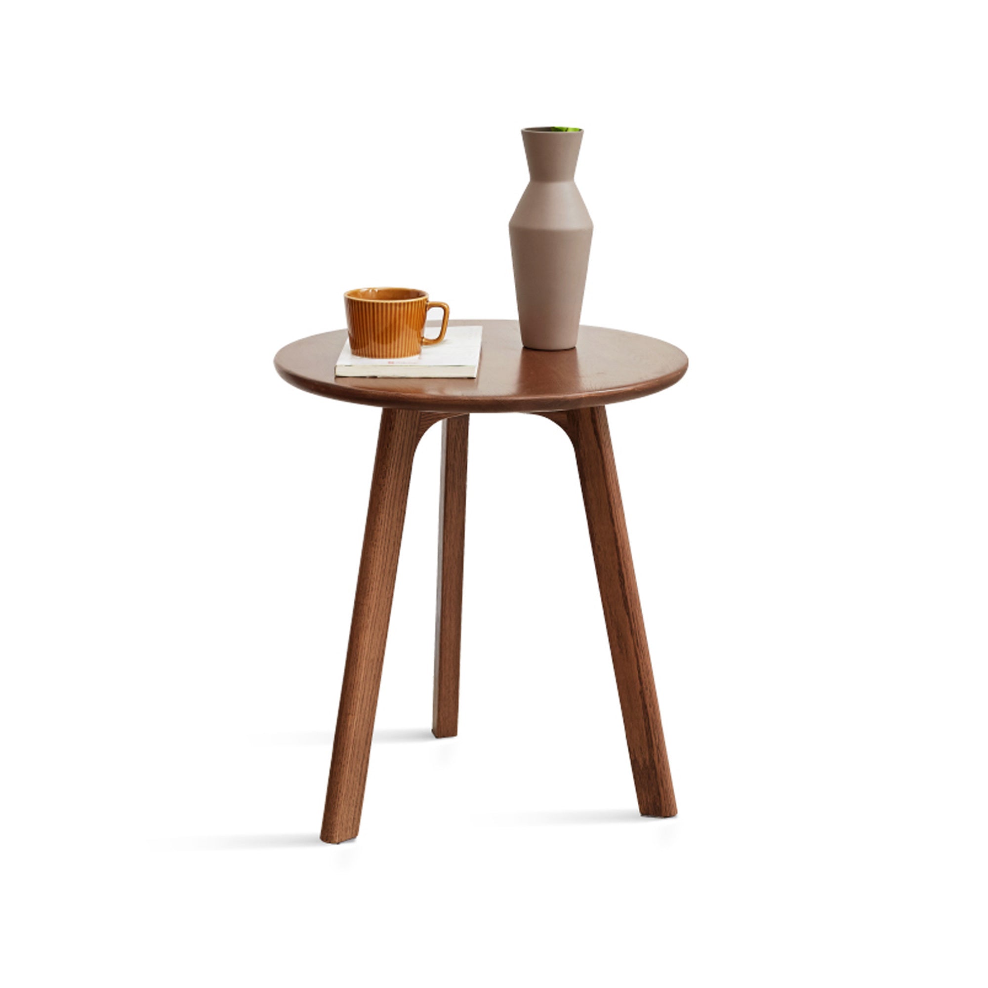 Natural Solid Oak Wood Round End Table-thumbmail-4