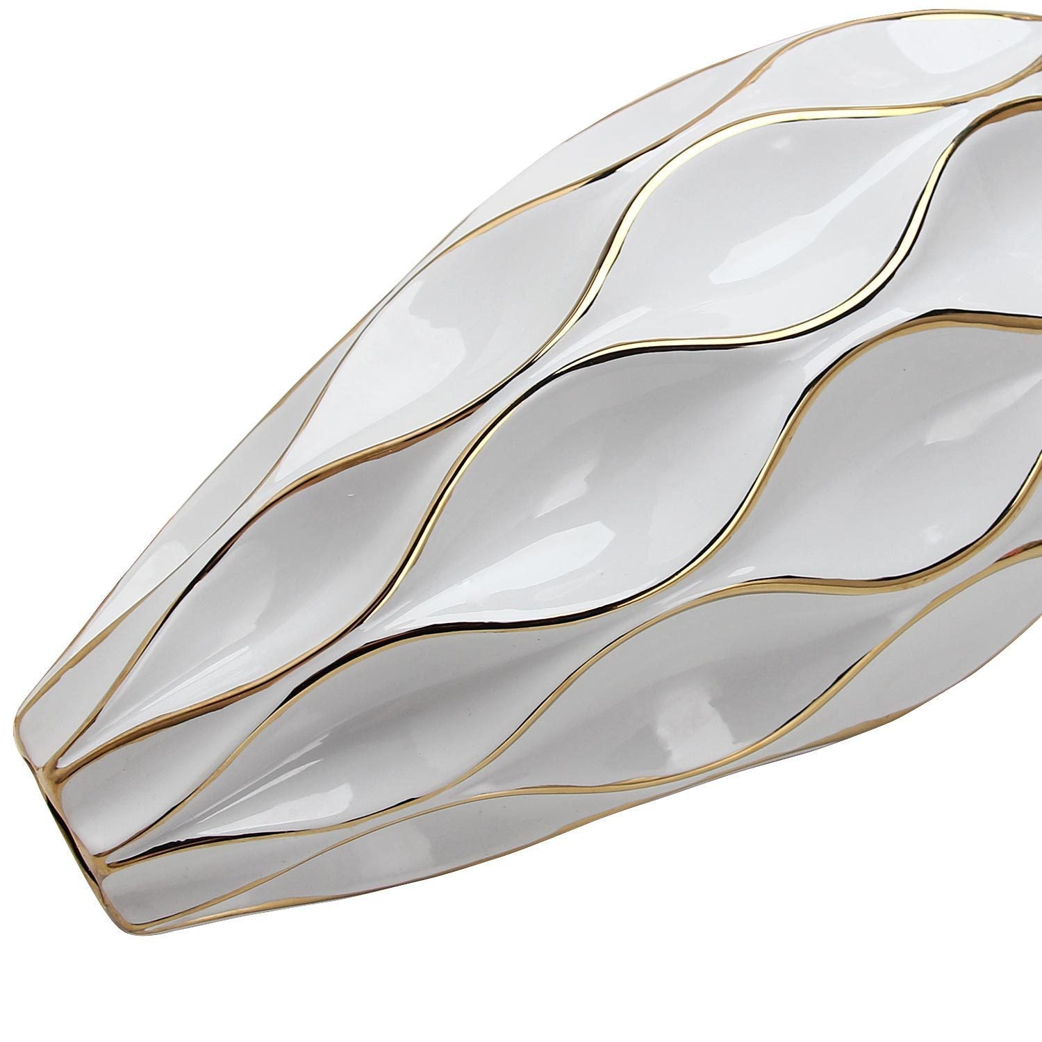 Elegant White Ceramic Vase With Gold Accents-thumbmail-1