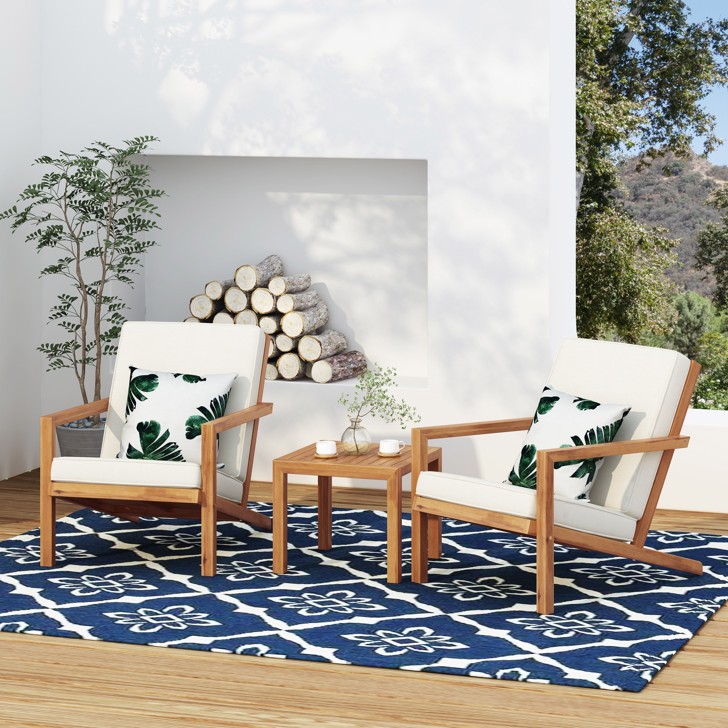 3 Pieces Acacia Wood Outdoor Minimalist Set-thumbmail-6