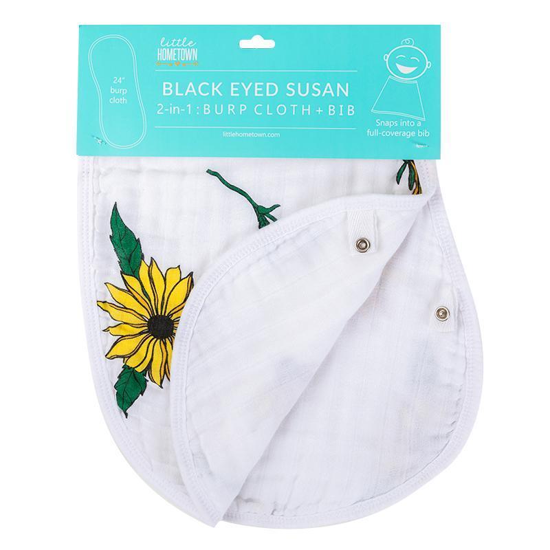 Baby Burp Cloth & Bib Combo:  Black-Eyed Susan-thumbmail-1