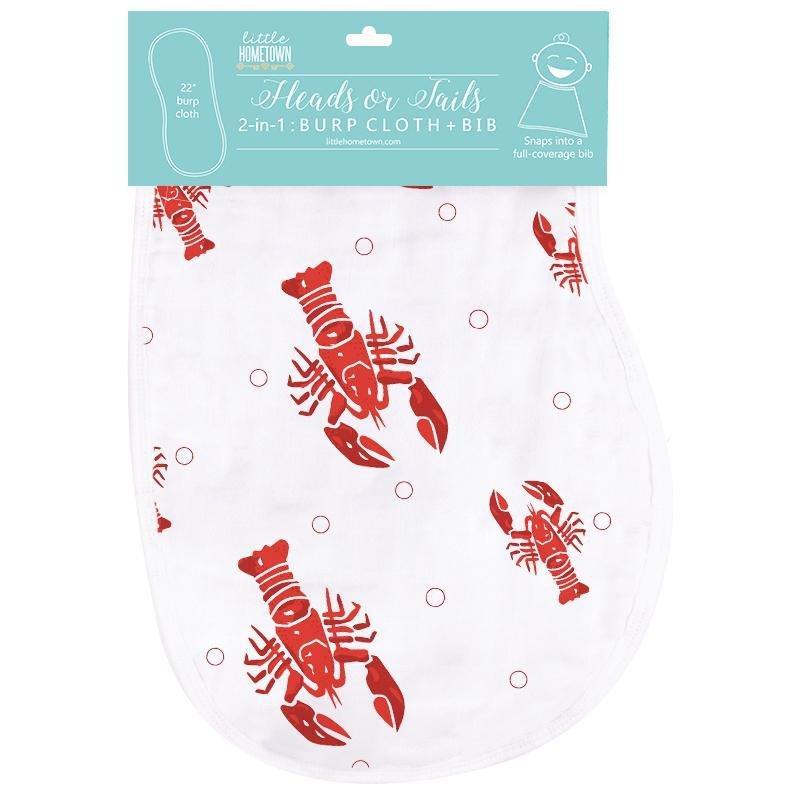 Baby Burp Cloth & Bib Combo Heads Tails Crawfish Lobster-thumbmail-2