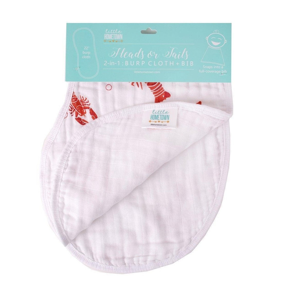 Baby Burp Cloth & Bib Combo Heads Tails Crawfish Lobster-thumbmail-4