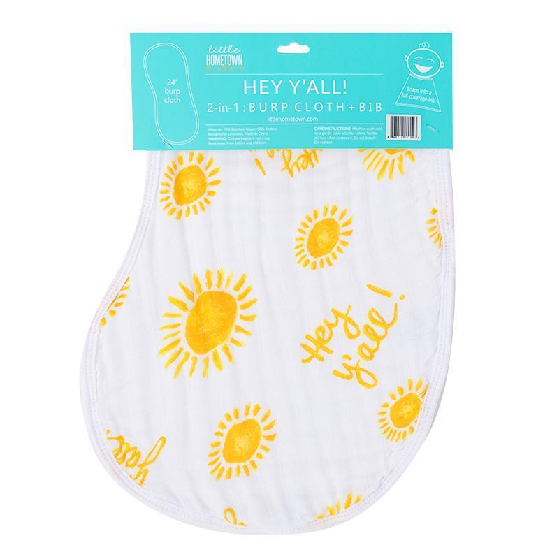 Baby Burp Cloth & Bib Combo: Hey Yall! Southern Baby Gift-thumbmail-2