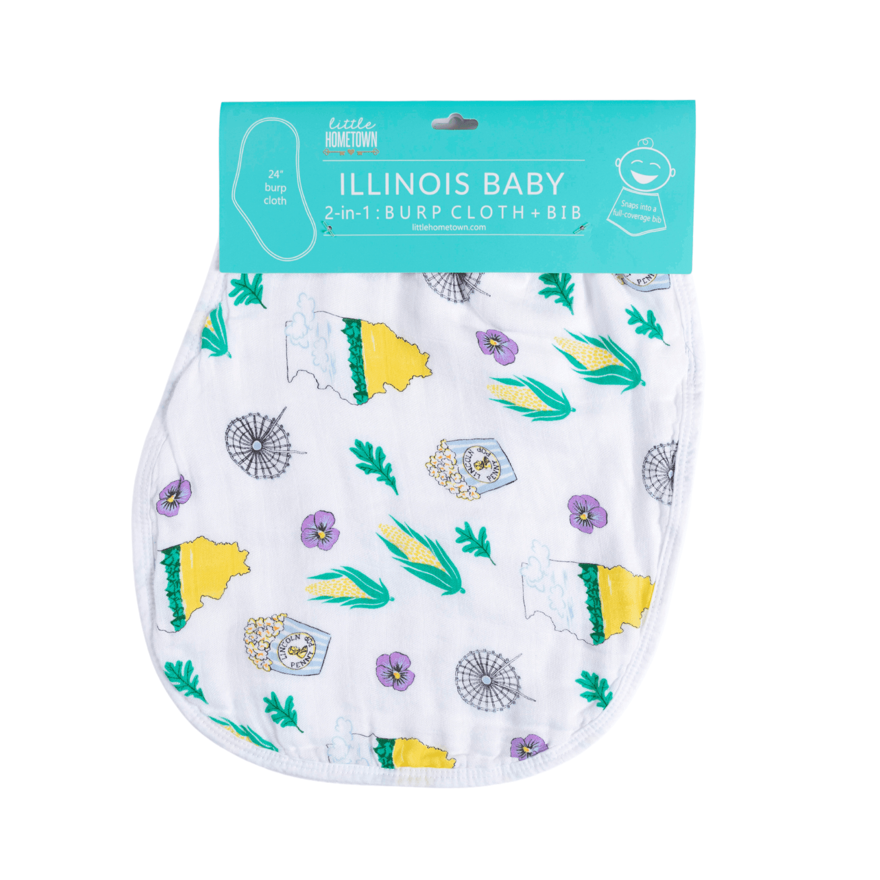 Baby Burp Cloth & Bib Combo: Illinois-thumbmail-1