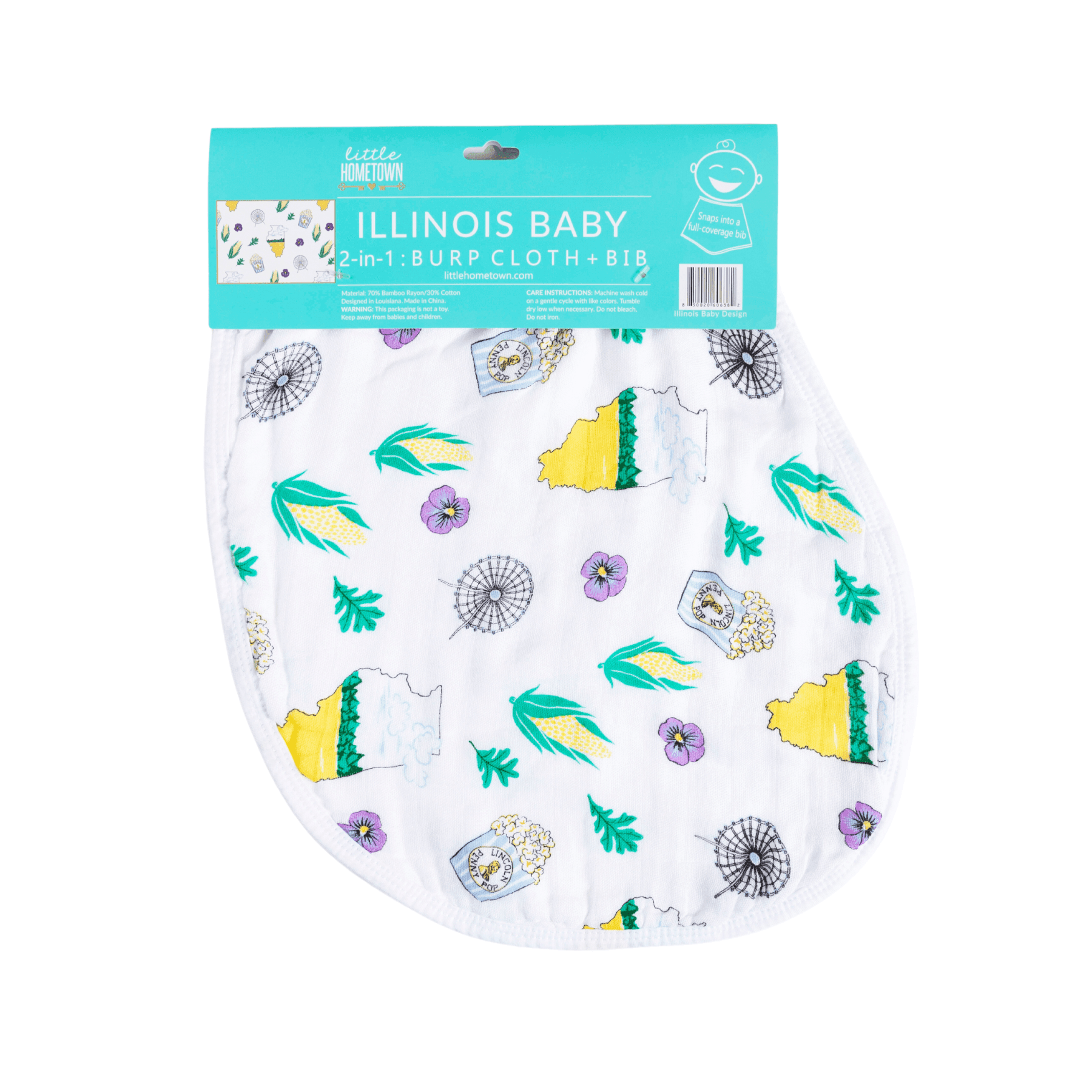 Baby Burp Cloth & Bib Combo: Illinois-thumbmail-5