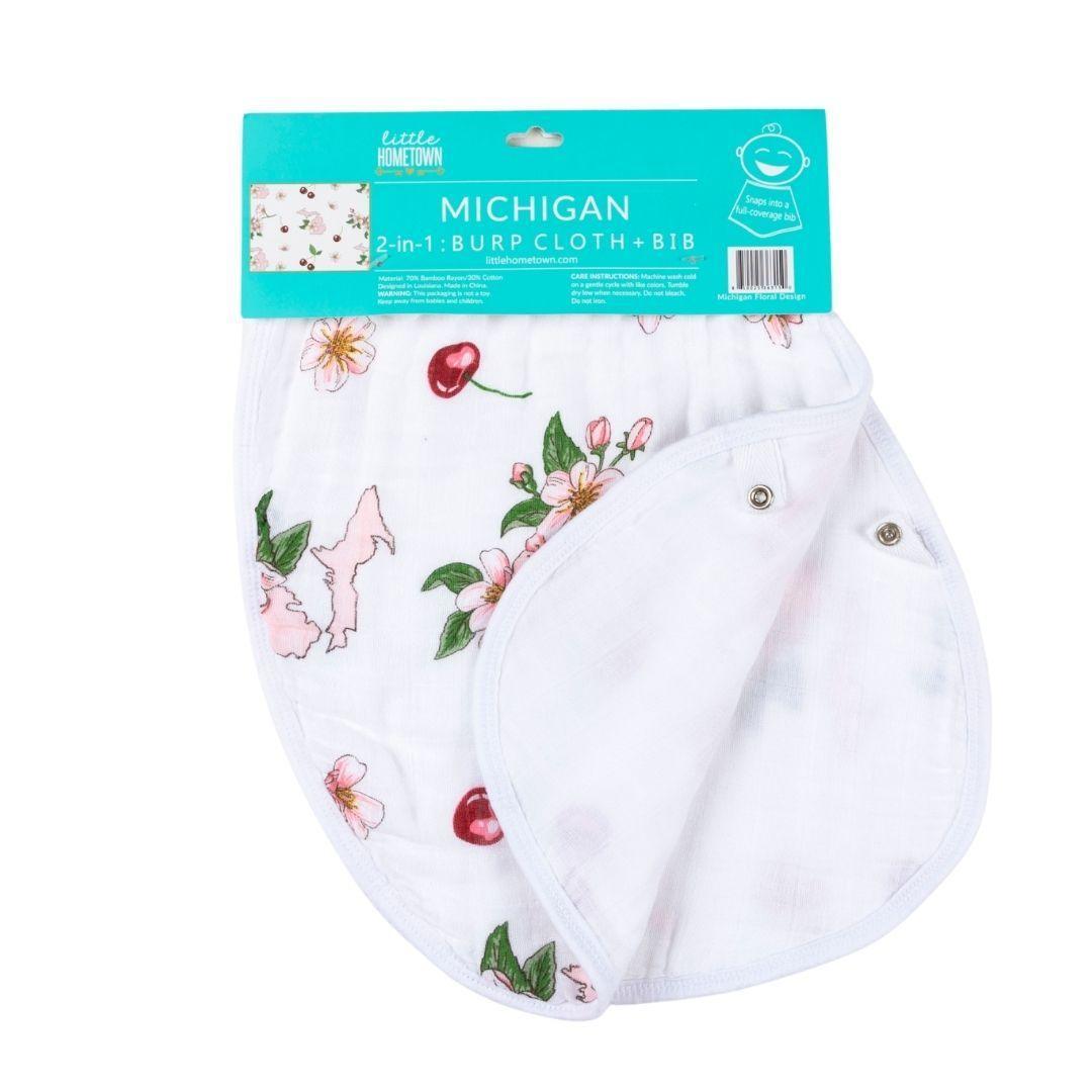 Baby Burp Cloth & Bib Combo: Michigan Baby (Floral)-thumbmail-5