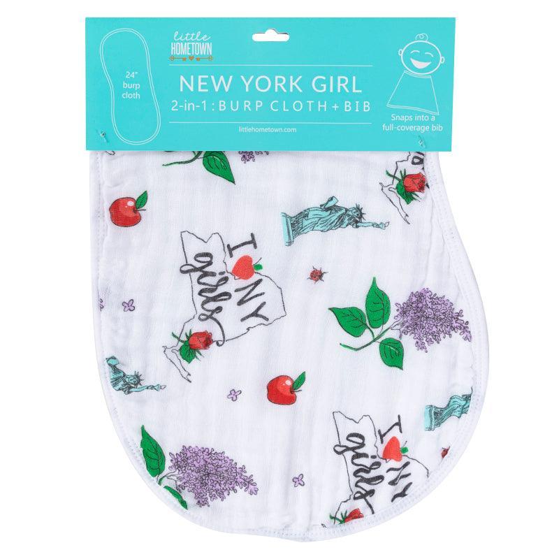 Baby Burp Cloth & Bib Combo:  New York Girl-thumbmail-1