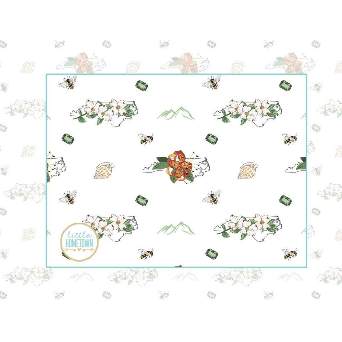 Baby Burp Cloth & Bib Combo: North Carolina (Floral)-thumbmail-2