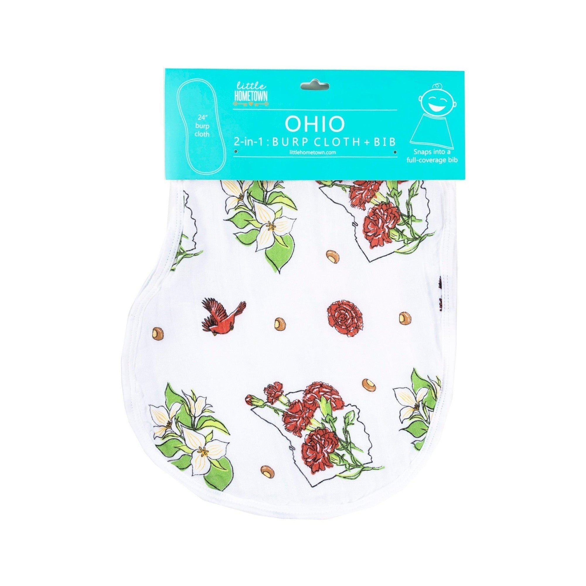 Baby Burp Cloth & Bib Combo Ohio Baby (Floral)-thumbmail-2