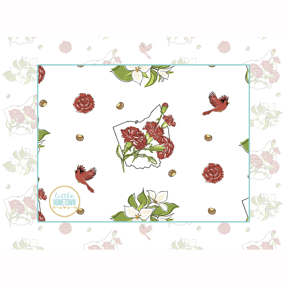Baby Burp Cloth & Bib Combo Ohio Baby (Floral)-thumbmail-3