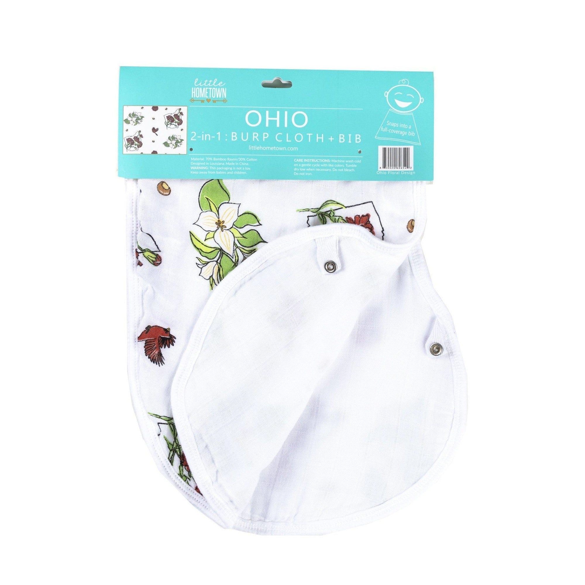 Baby Burp Cloth & Bib Combo Ohio Baby (Floral)-thumbmail-4