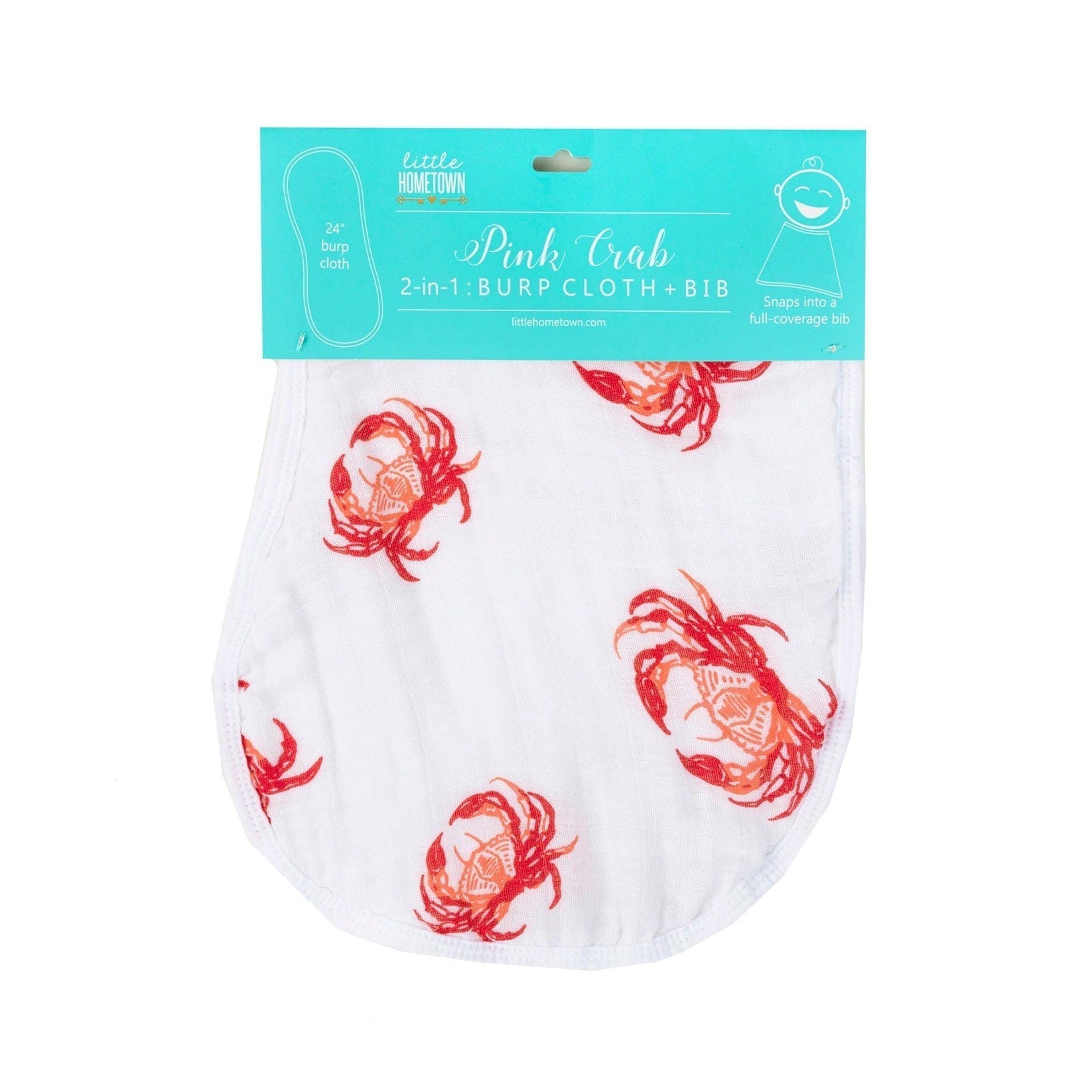 Baby Burp Cloth & Bib Combo: Pink Crab-thumbmail-4