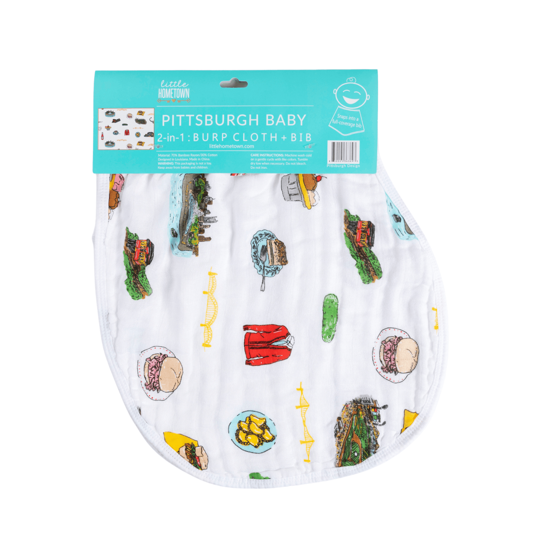 Baby Burp Cloth & Bib Combo:  Pittsburgh-thumbmail-6