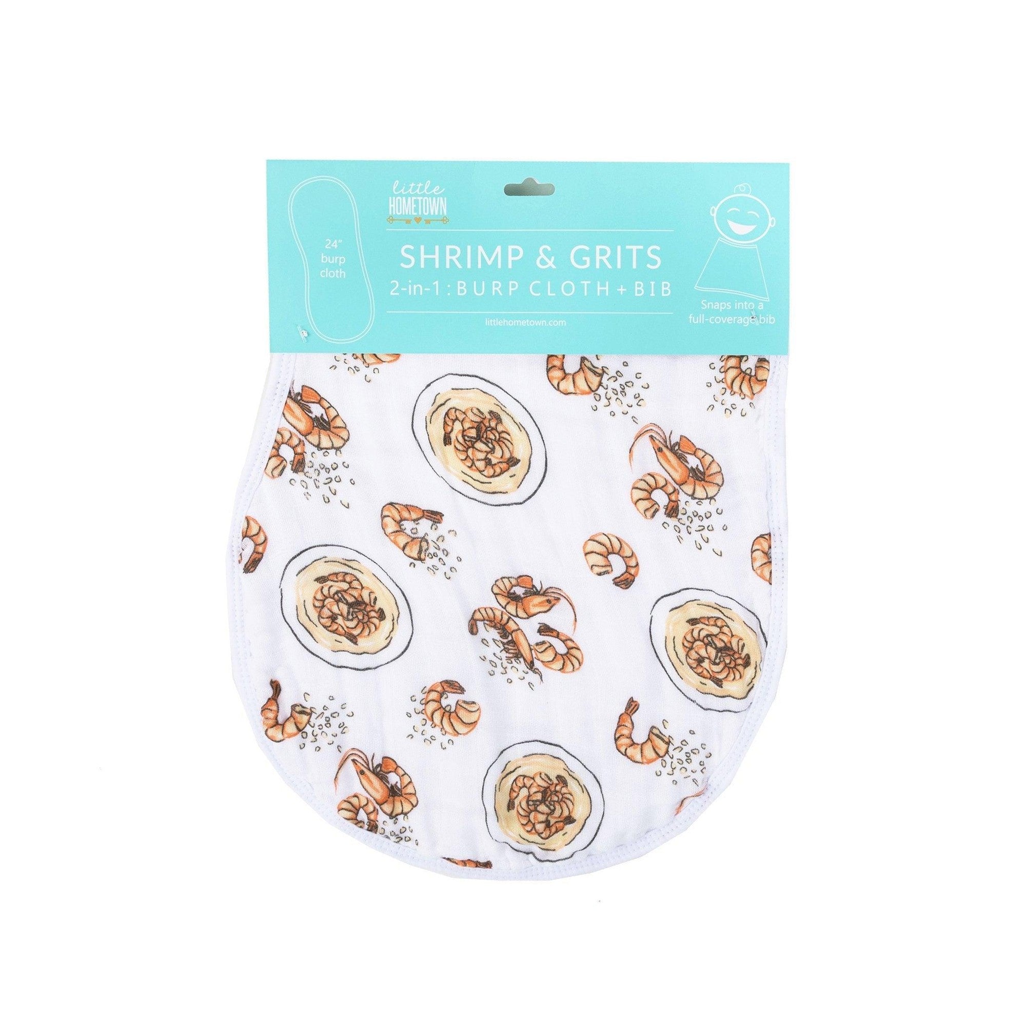 Baby Burp Cloth & Bib Combo (Shrimp and Grits)-thumbmail-2