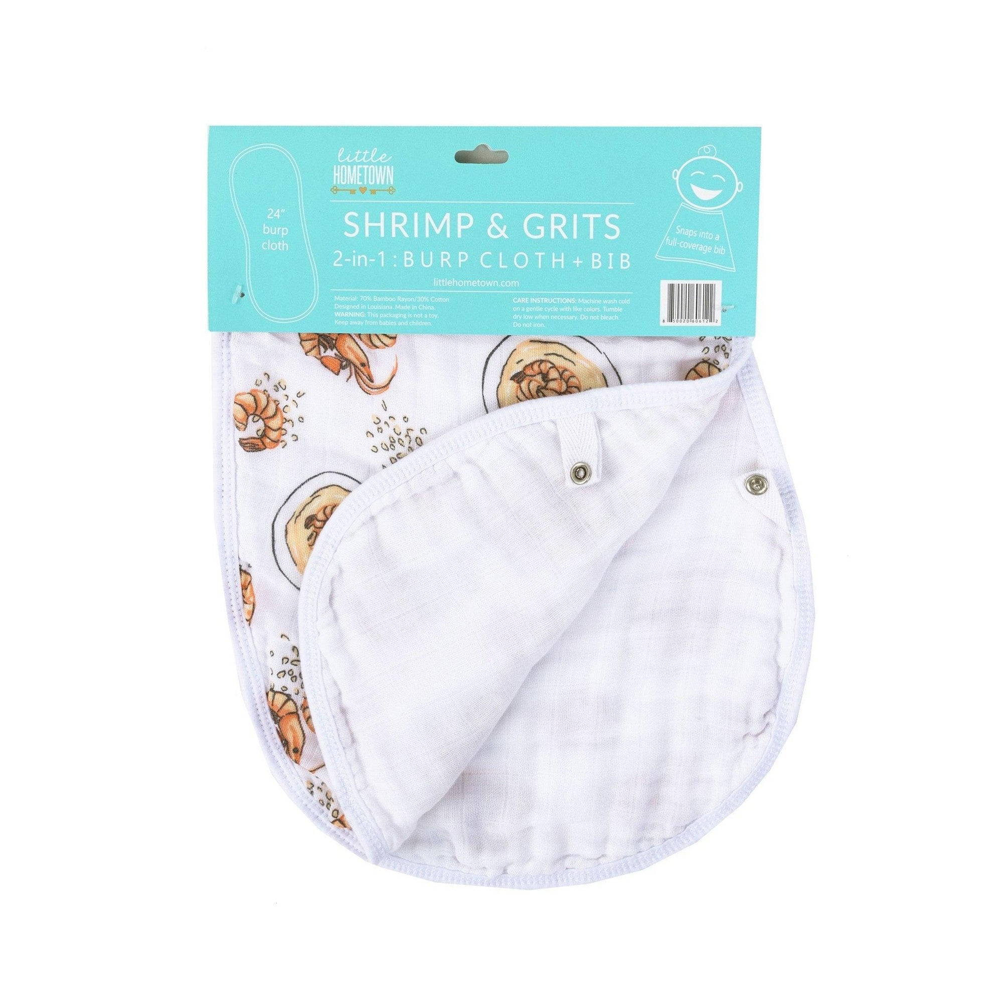Baby Burp Cloth & Bib Combo (Shrimp and Grits)-thumbmail-1