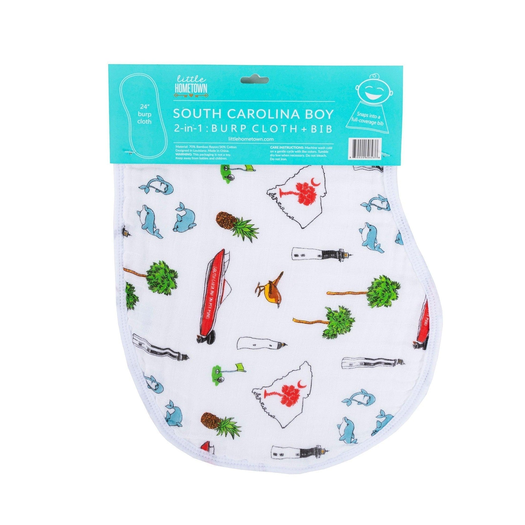 Baby Burp Cloth & Bib Combo: South Carolina Boy-thumbmail-4