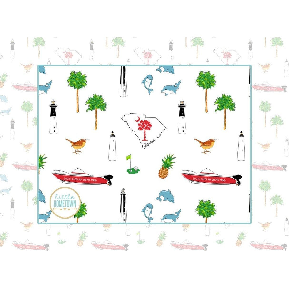 Baby Burp Cloth & Bib Combo: South Carolina Boy-thumbmail-1