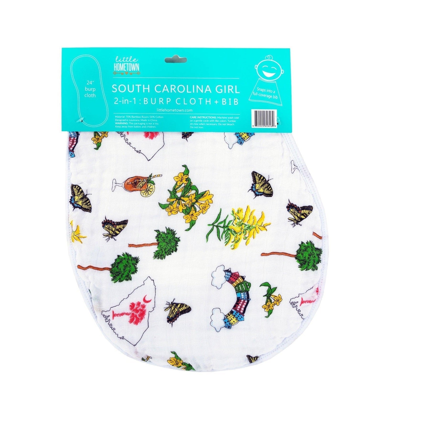 Baby Burp Cloth & Bib Combo: South Carolina Girl-thumbmail-1