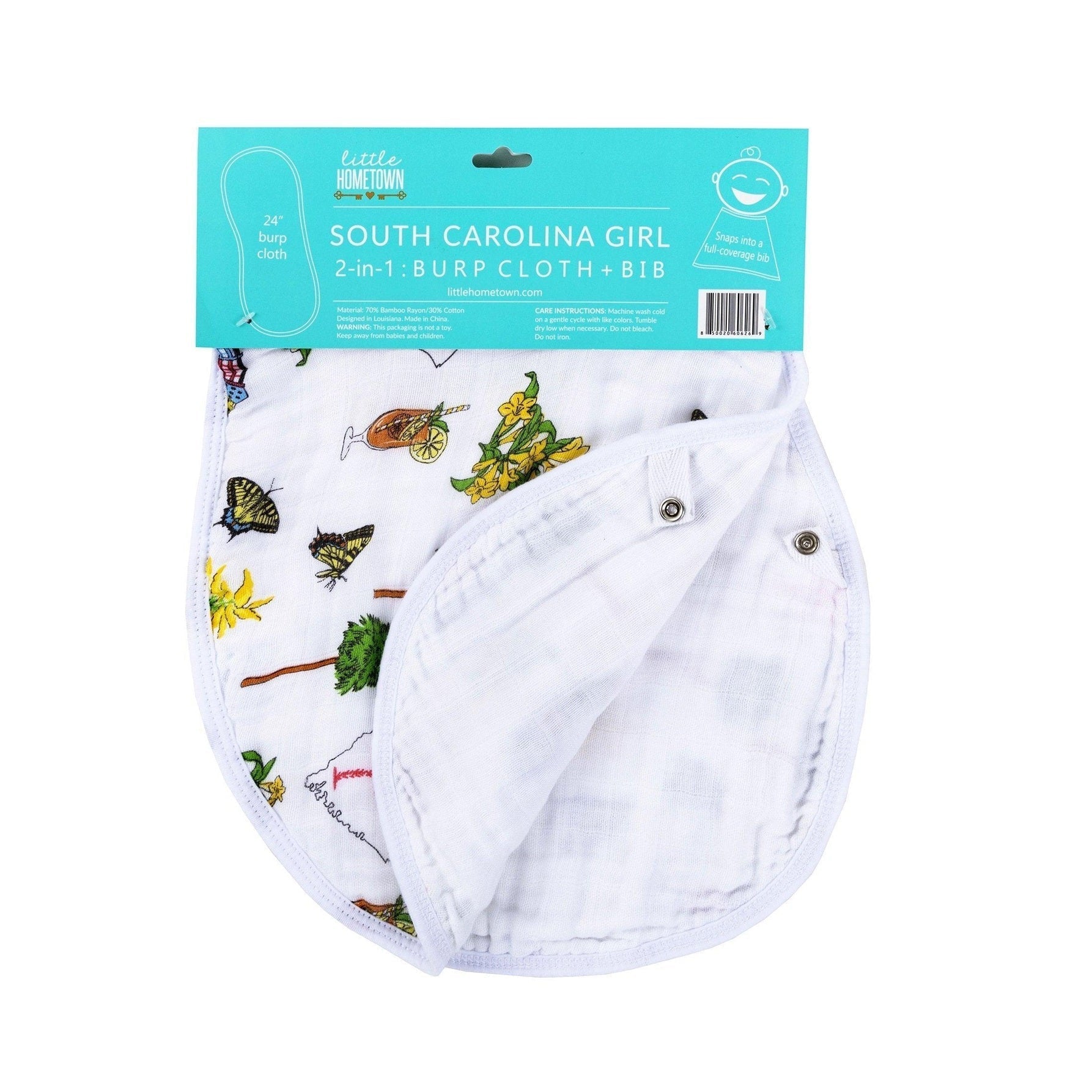 Baby Burp Cloth & Bib Combo: South Carolina Girl-thumbmail-4