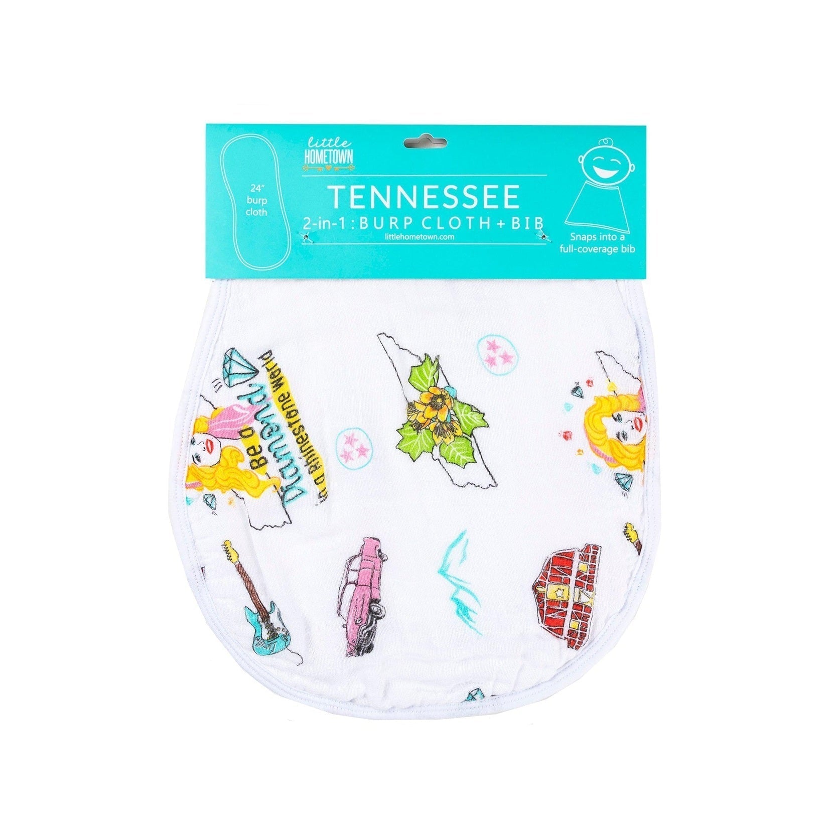 Baby Burp Cloth & Bib Combo:  Tennessee Baby (Floral)-thumbmail-1