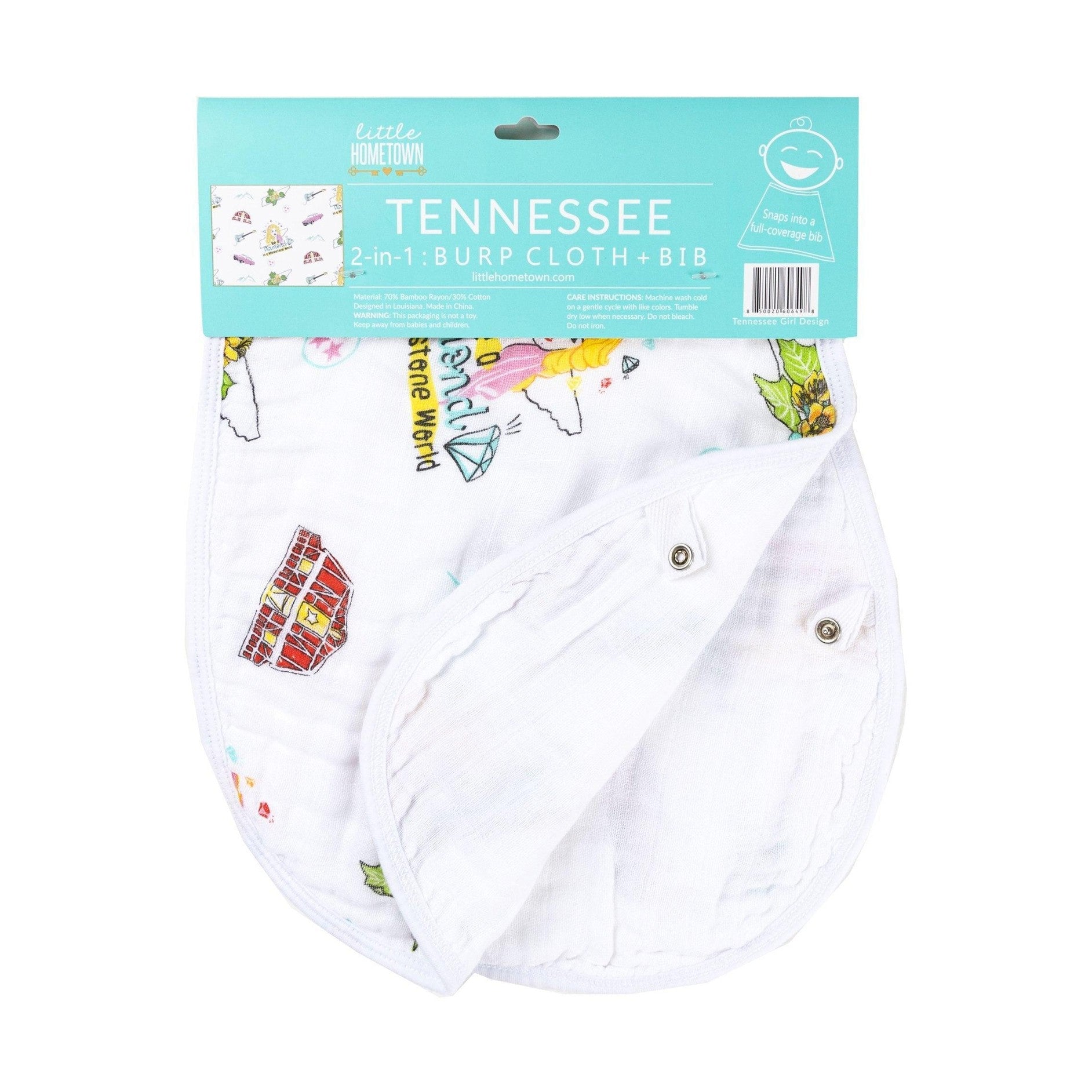 Baby Burp Cloth & Bib Combo:  Tennessee Baby (Floral)-thumbmail-4