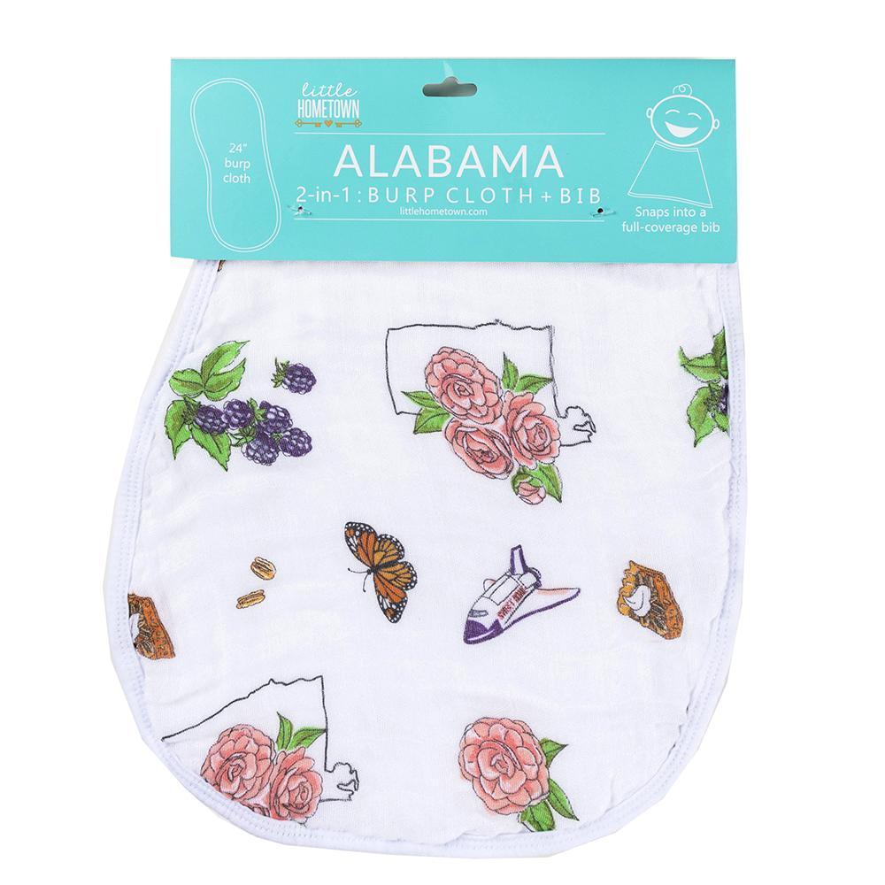 Baby Burp Cloth and Wraparound Bib (Alabama Floral)-thumbmail-1