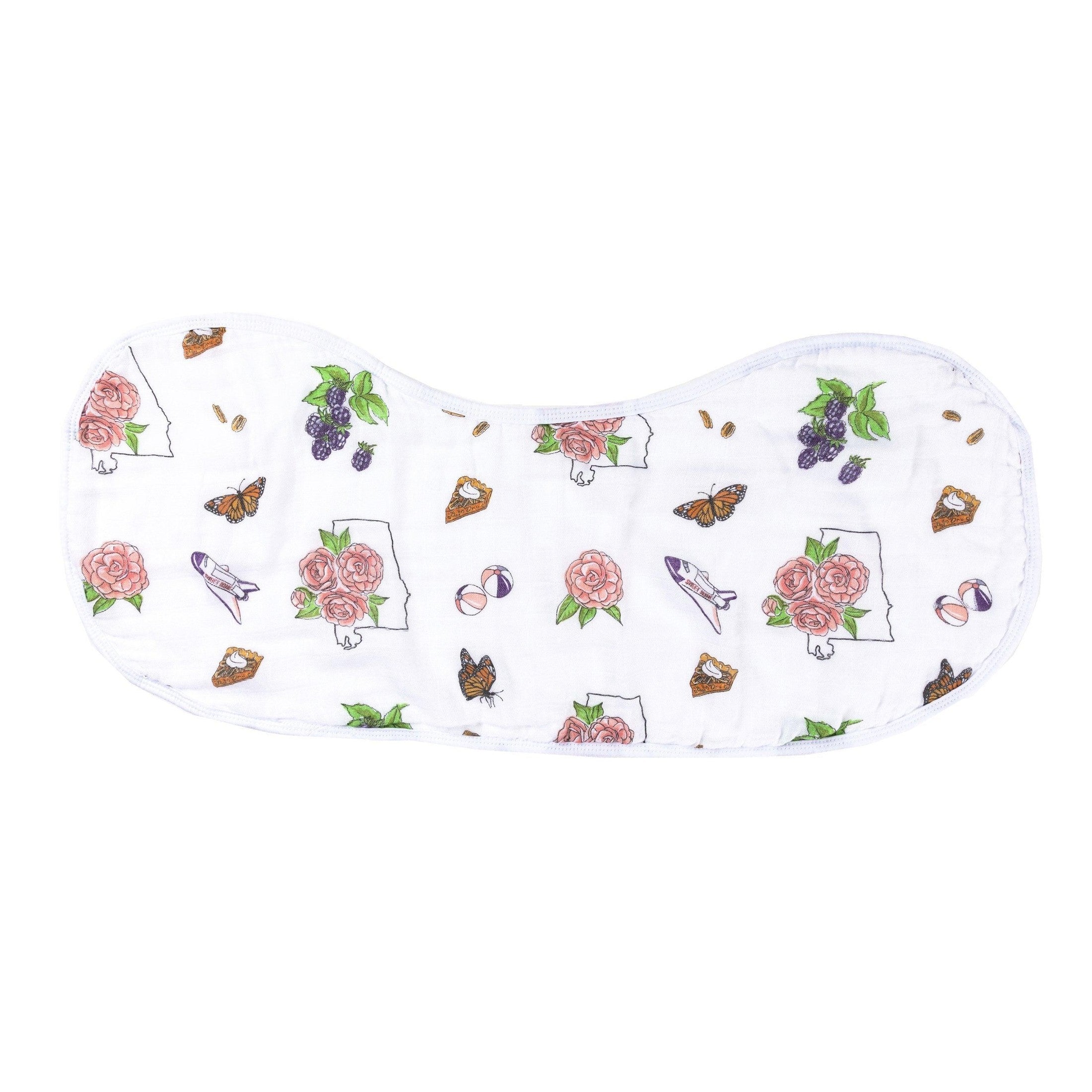 Baby Burp Cloth and Wraparound Bib (Alabama Floral)-thumbmail-2