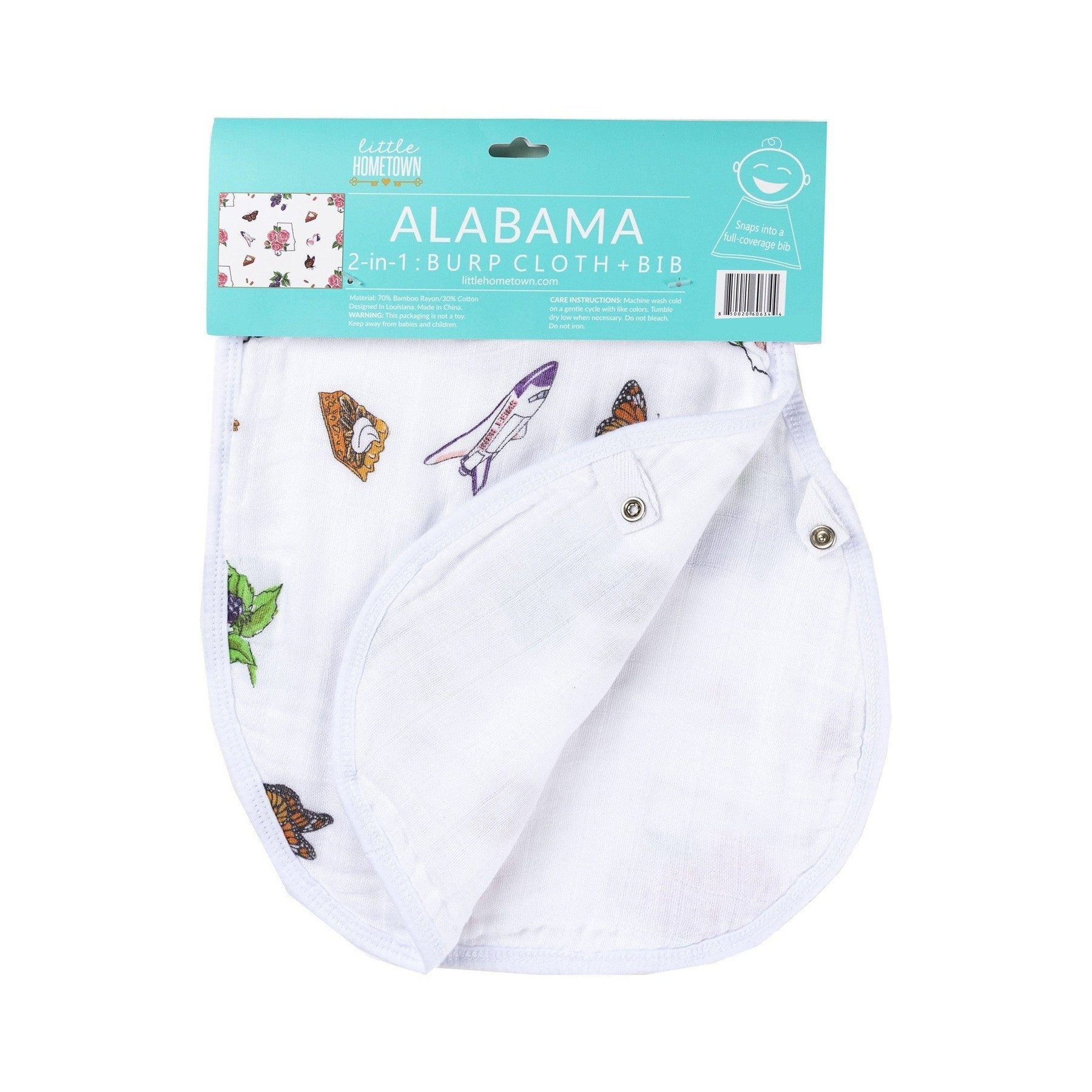 Baby Burp Cloth and Wraparound Bib (Alabama Floral)-thumbmail-3