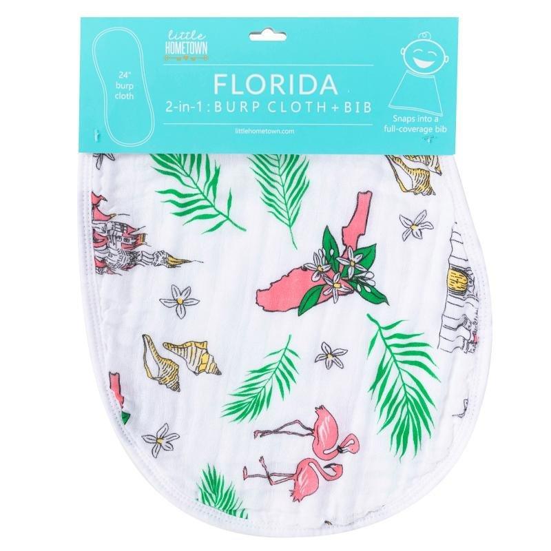 Baby Burp Cloth and Wraparound Bib (Florida Floral)-thumbmail-1