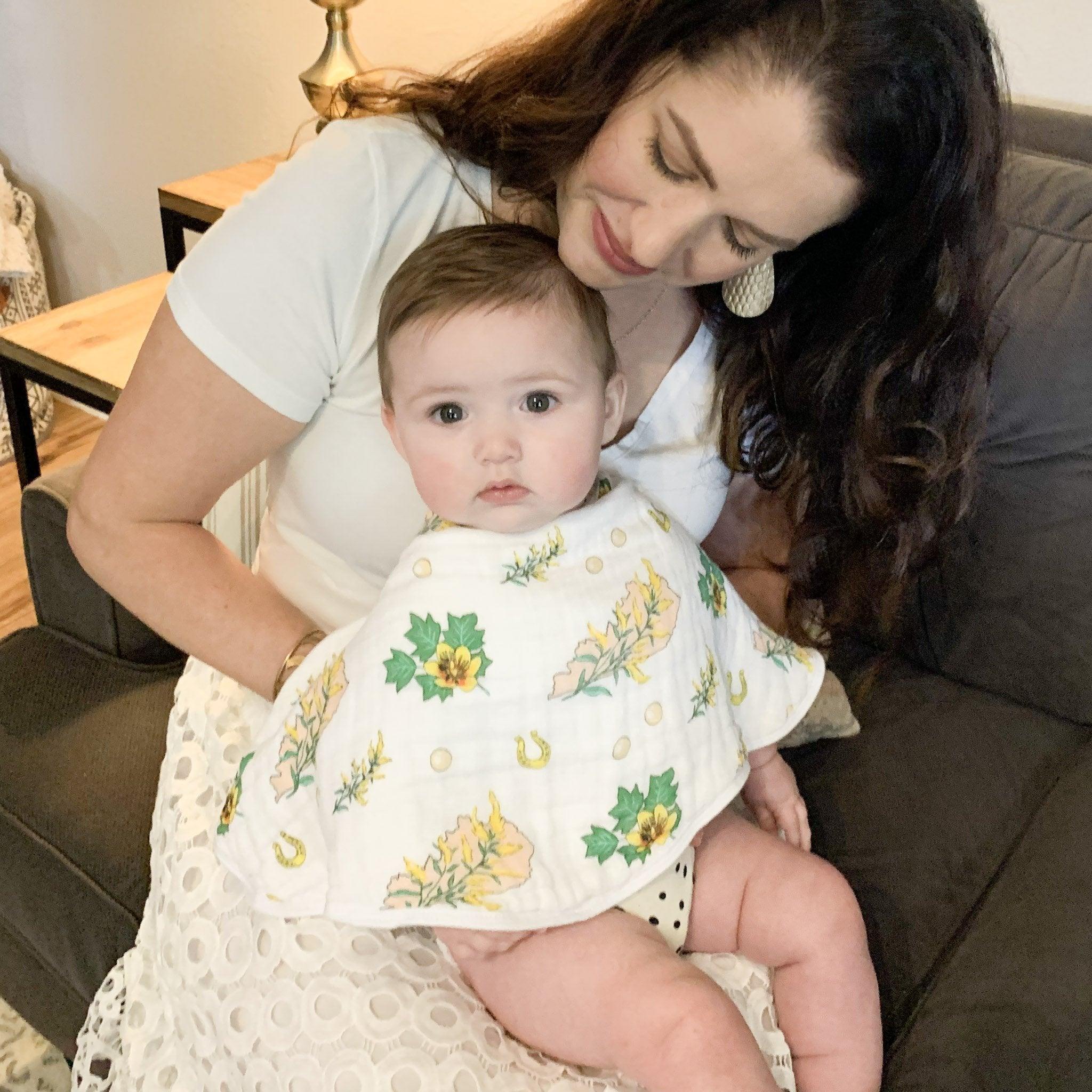 Baby Burp Cloth and Wraparound Bib (Kentucky Floral)-thumbmail-2