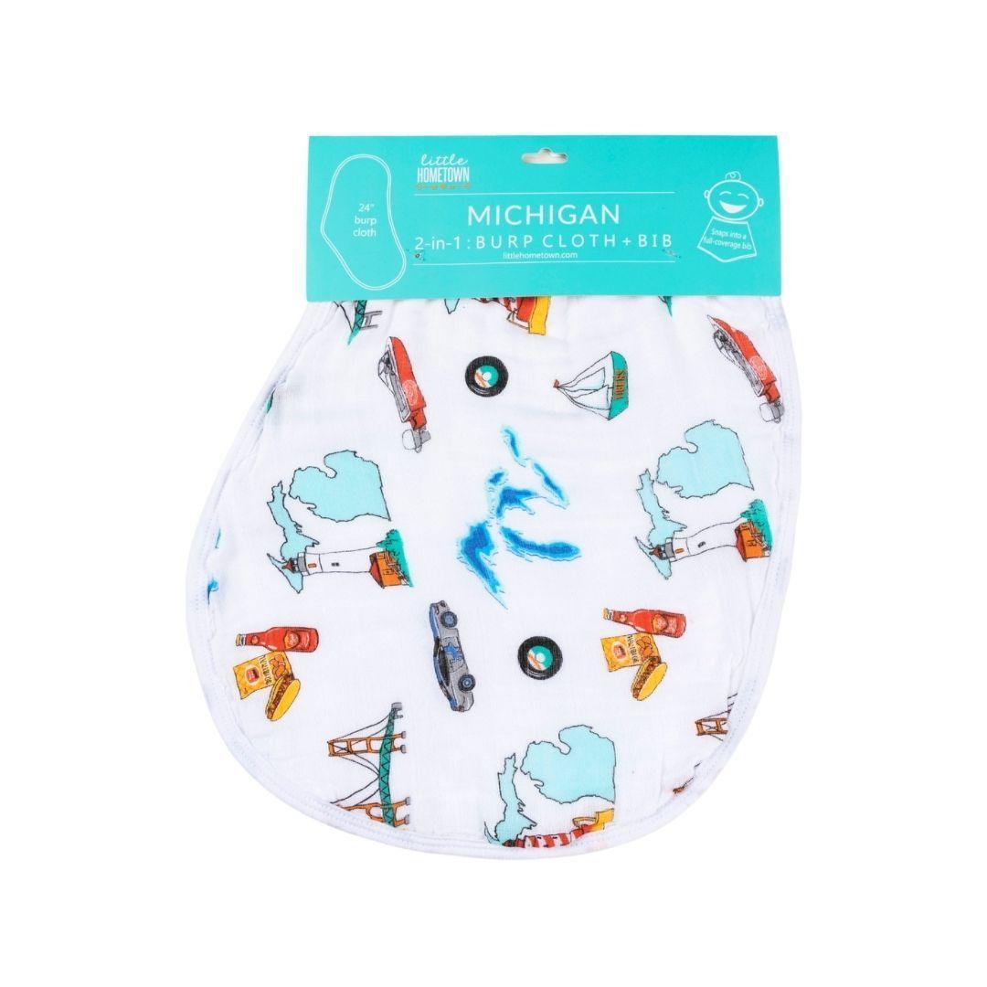 Baby Burp Cloth and Wraparound Bib (Michigan Baby)-thumbmail-4