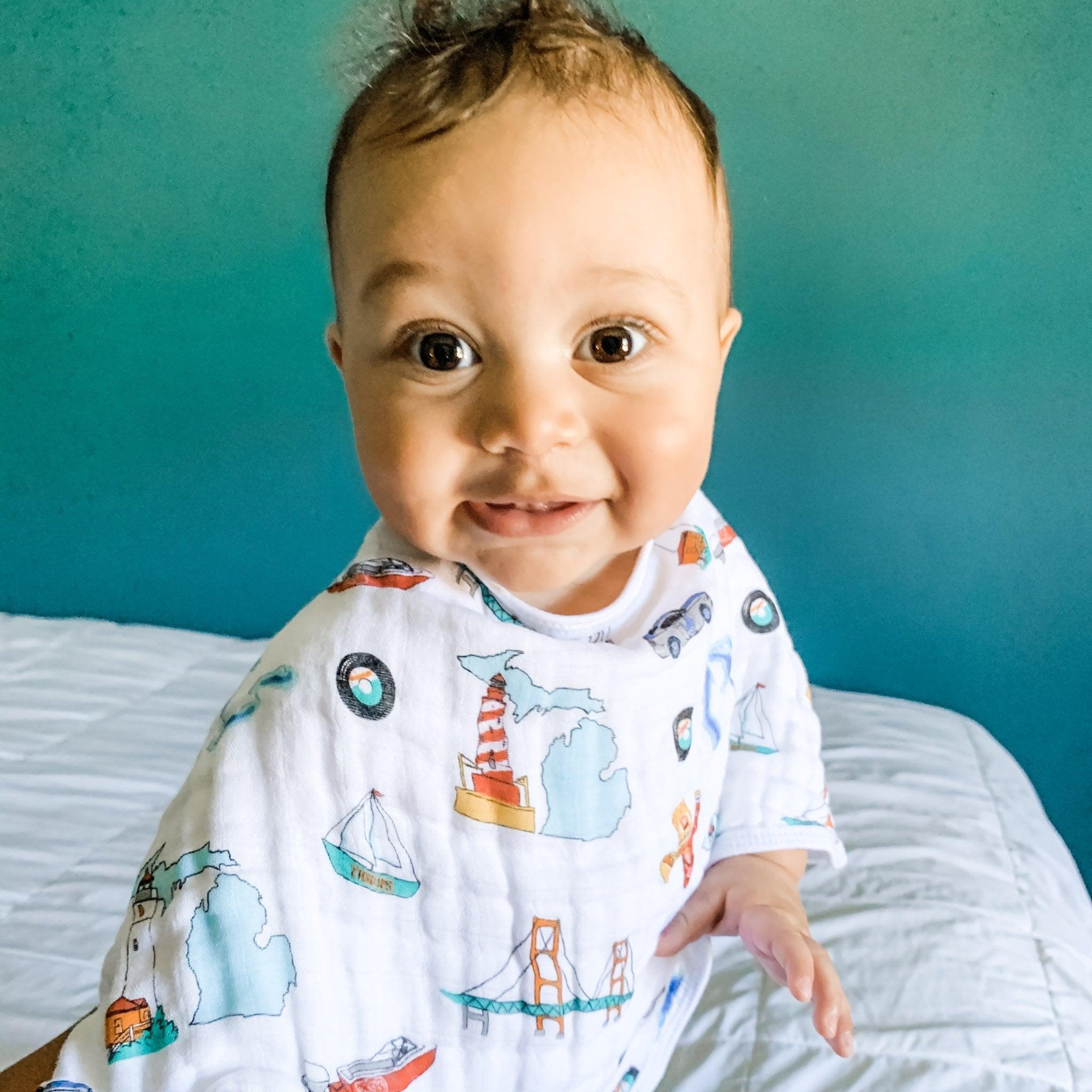 Baby Burp Cloth and Wraparound Bib (Michigan Baby)-thumbmail-5