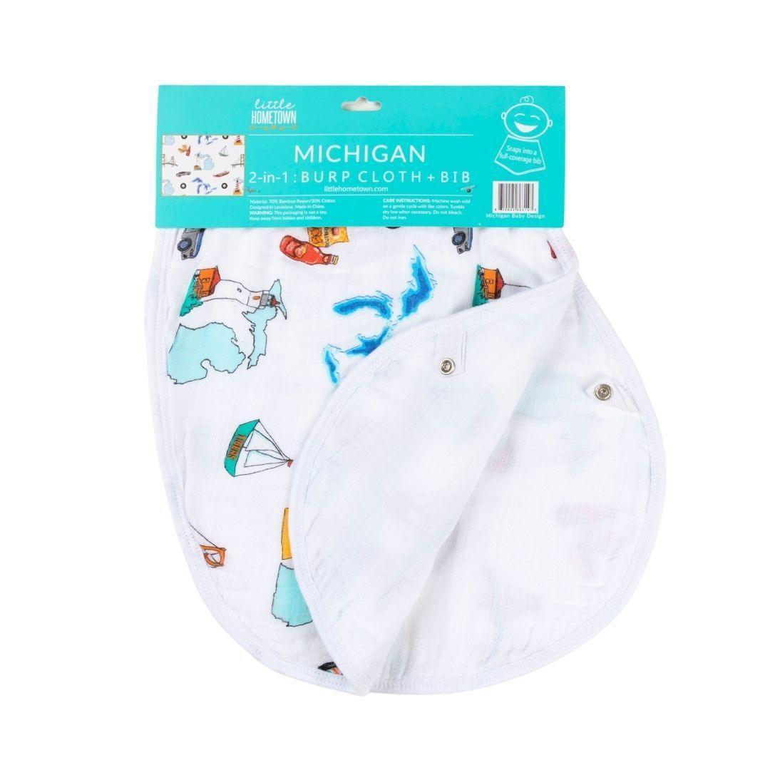 Baby Burp Cloth and Wraparound Bib (Michigan Baby)-thumbmail-2