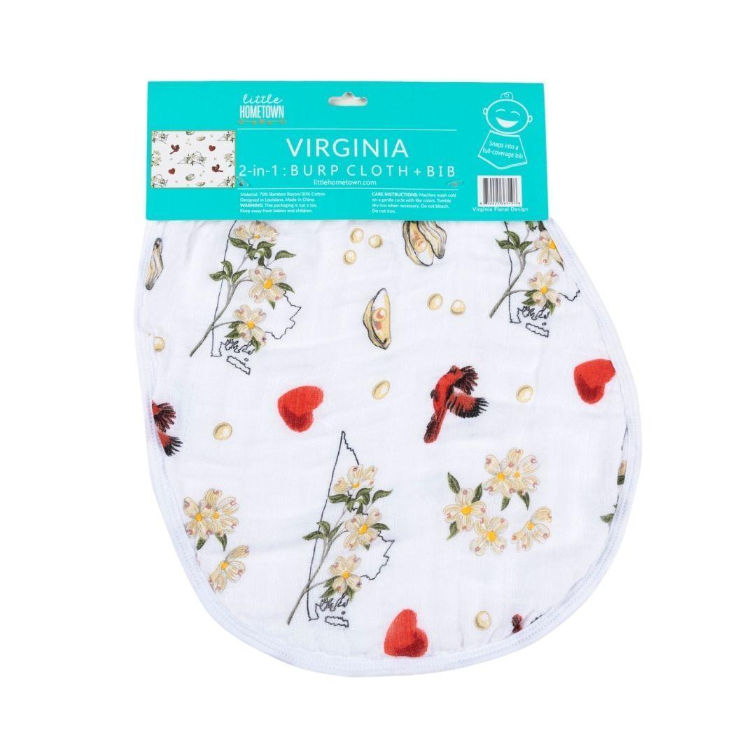 Baby Burp Cloth and Wraparound Bib (Virginia Floral)-thumbmail-1