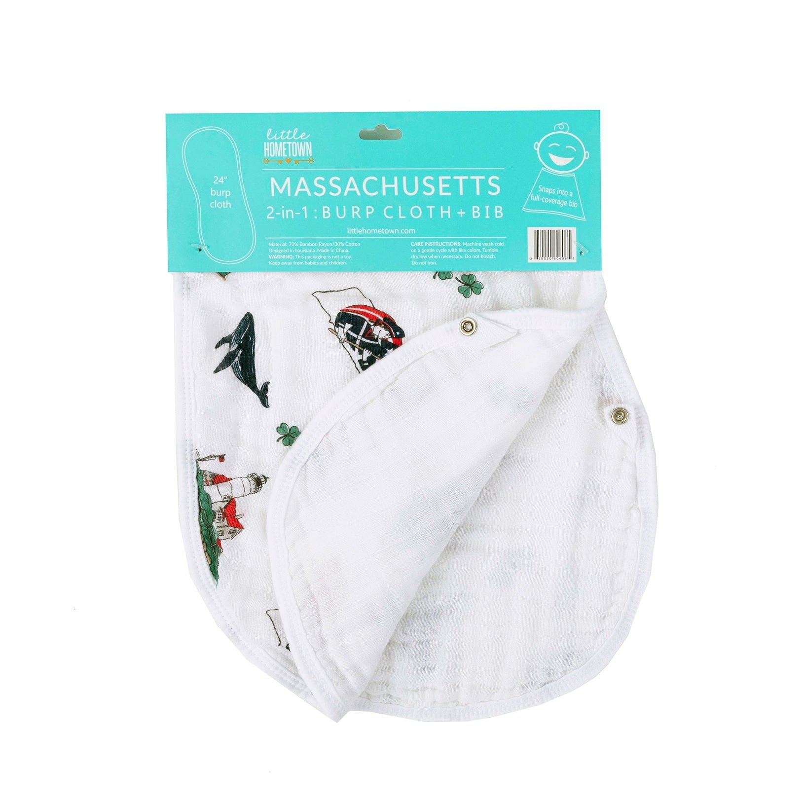 Baby Burp Cloth & Bib Combo: Massachusetts Baby-thumbmail-4