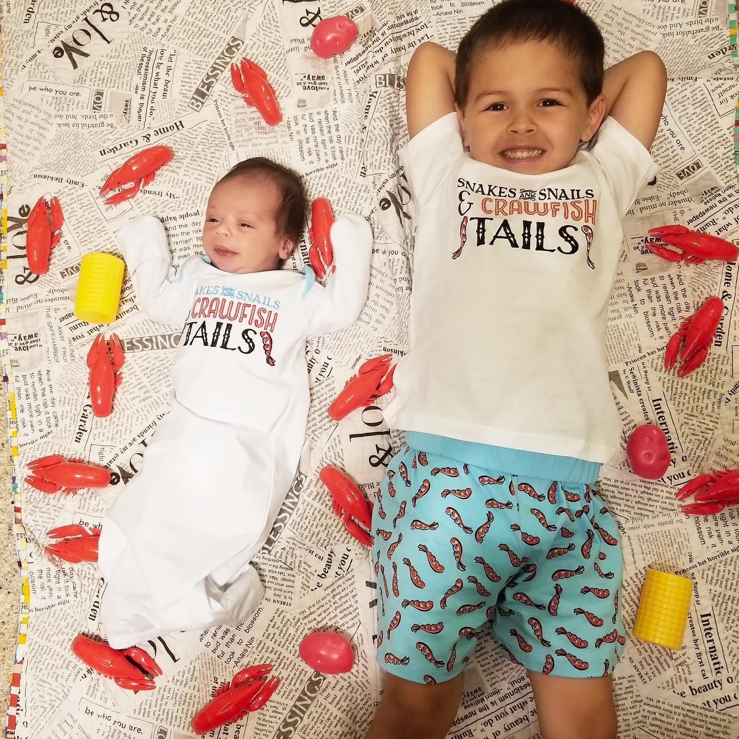 Baby Gown (0-3 Months): Snakes and Snails and Crawfish Tails-thumbmail-2