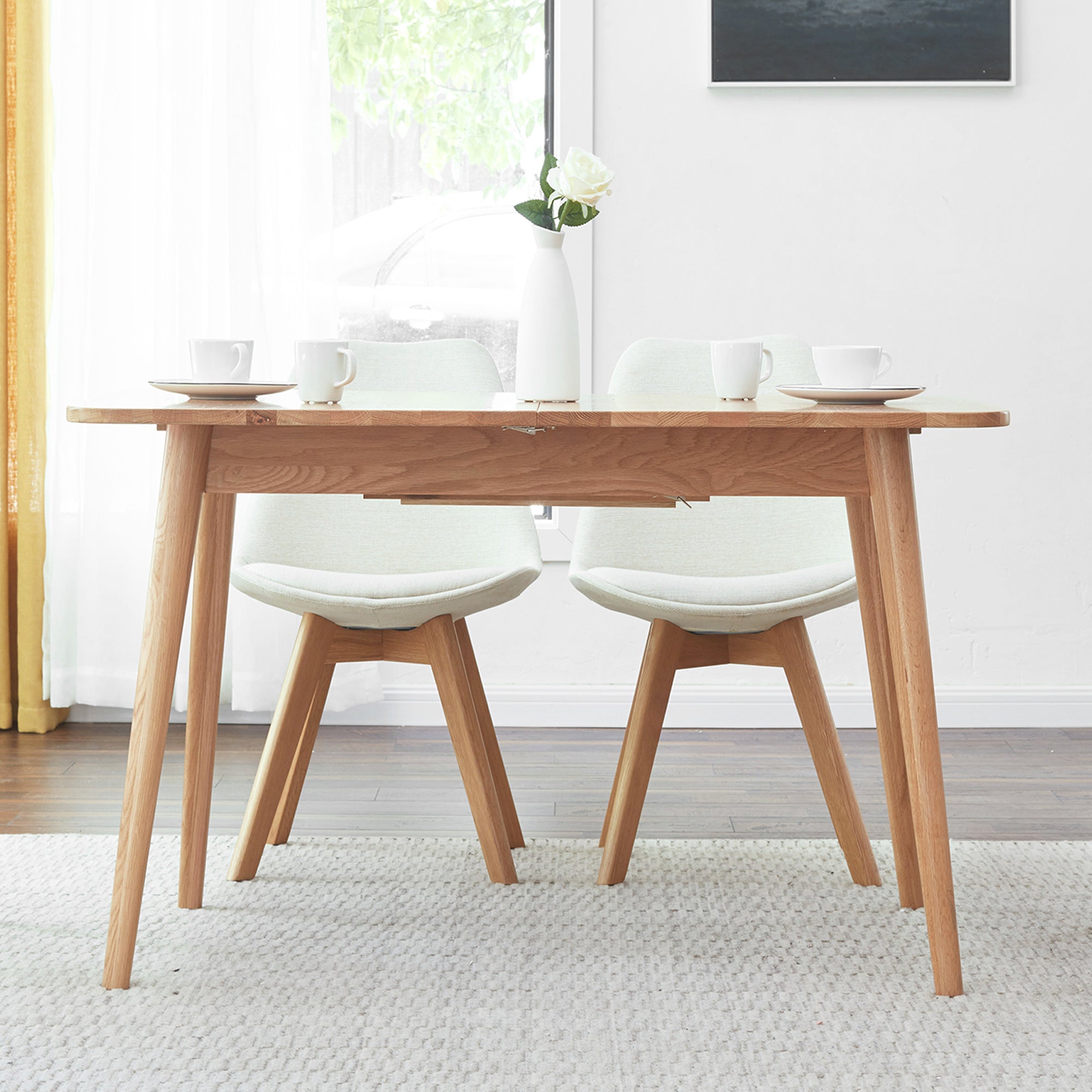Natural Solid Oak Round Corner Dining Table-thumbmail-8