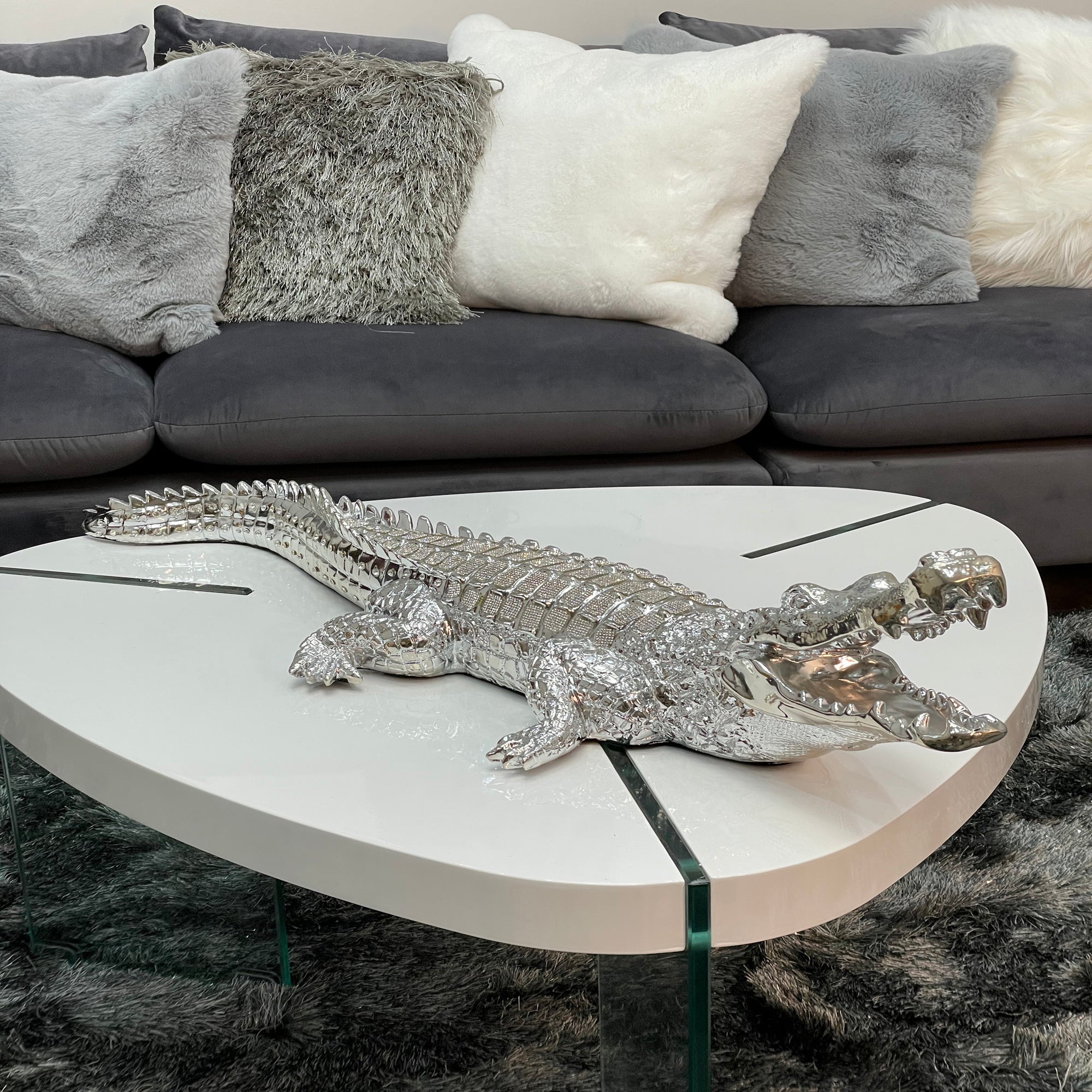Ambrose Diamond Encrusted Chrome Plated Crocodile-thumbmail-5