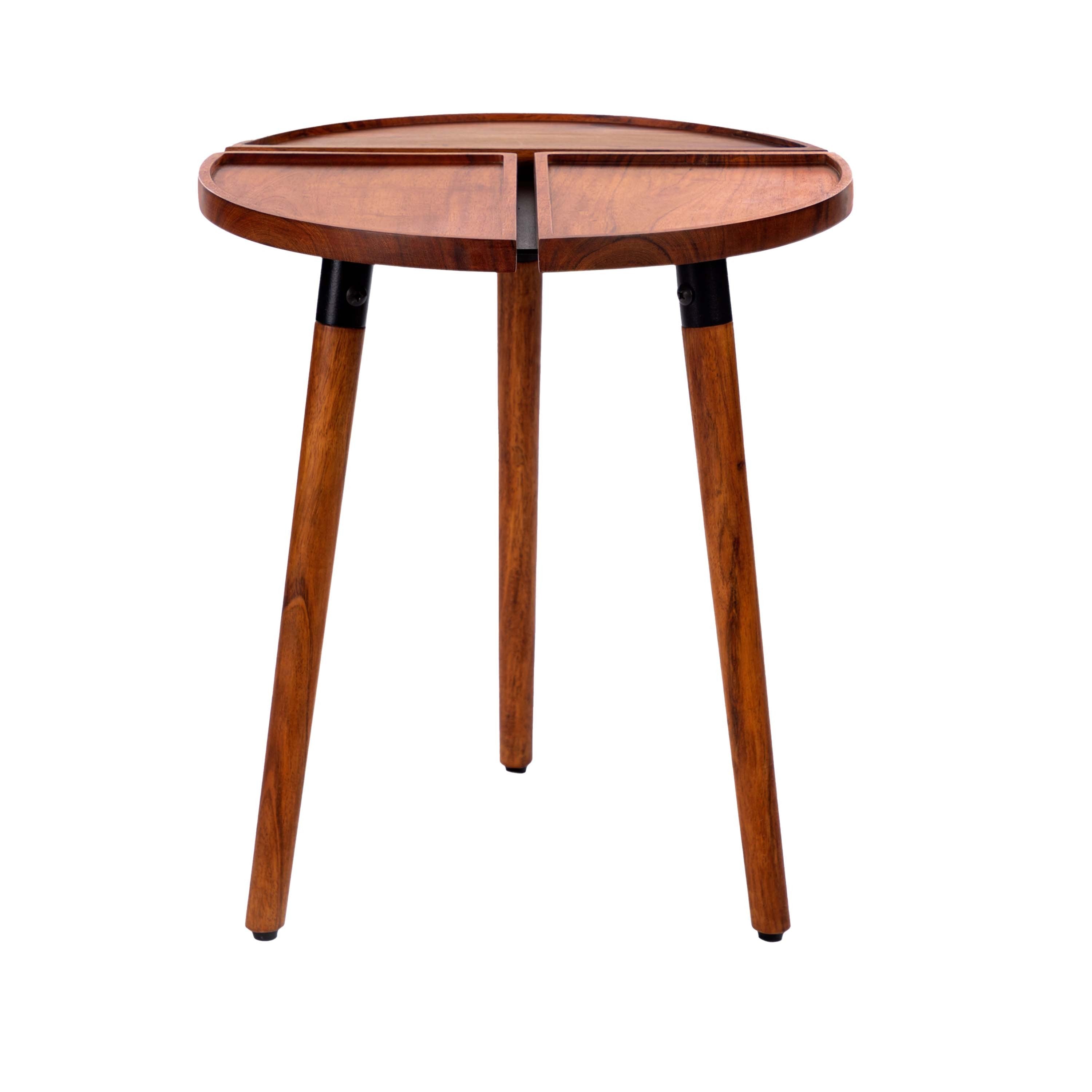 Round Acacia Wood Side Accent Table-thumbmail-3
