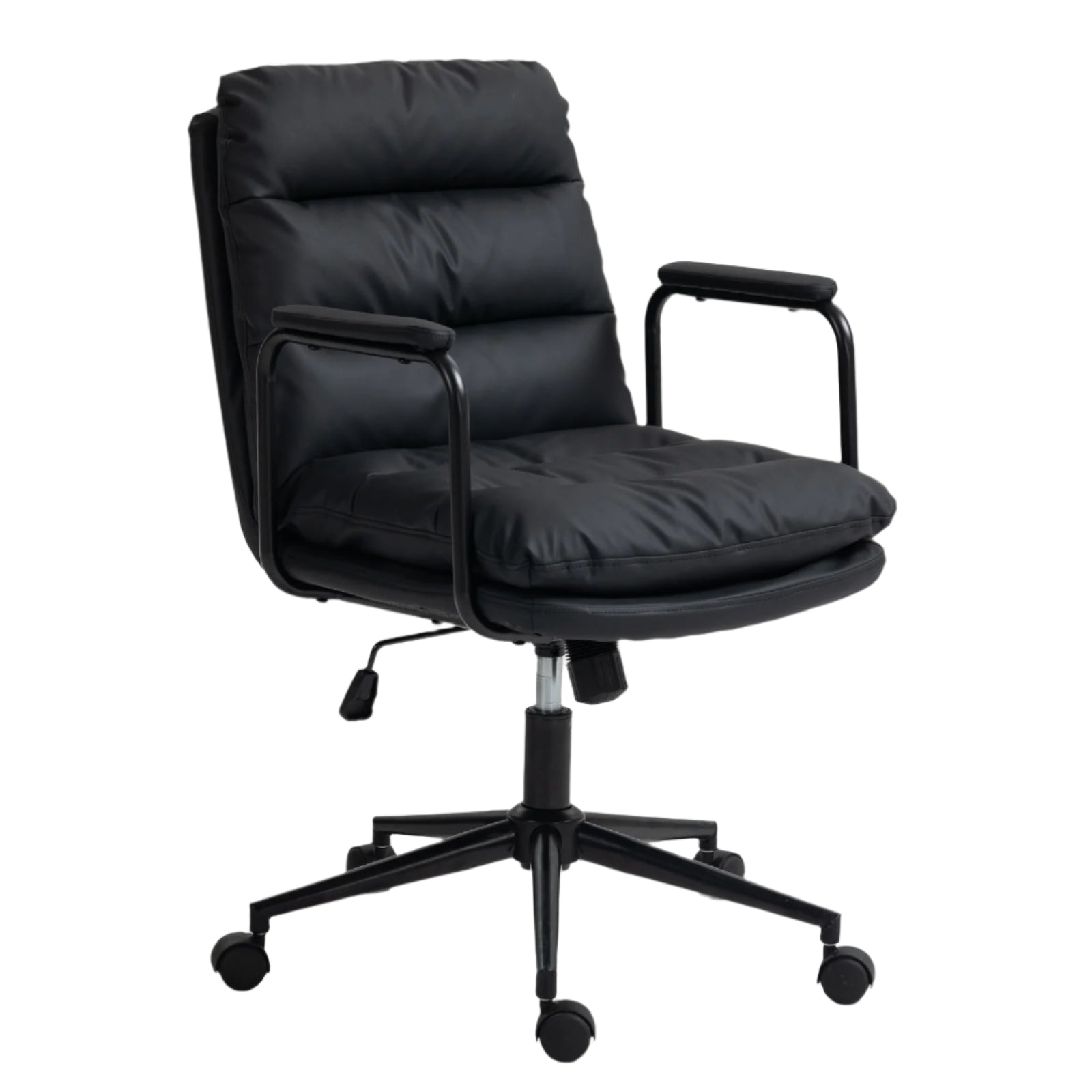 Mid Back Ergonomic PU Leather Rolling Swivel Chair-thumbmail-9