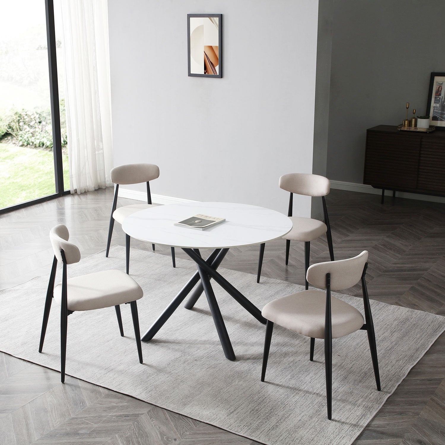 Set of 4 Upholstered Dining Chairs-thumbmail-1