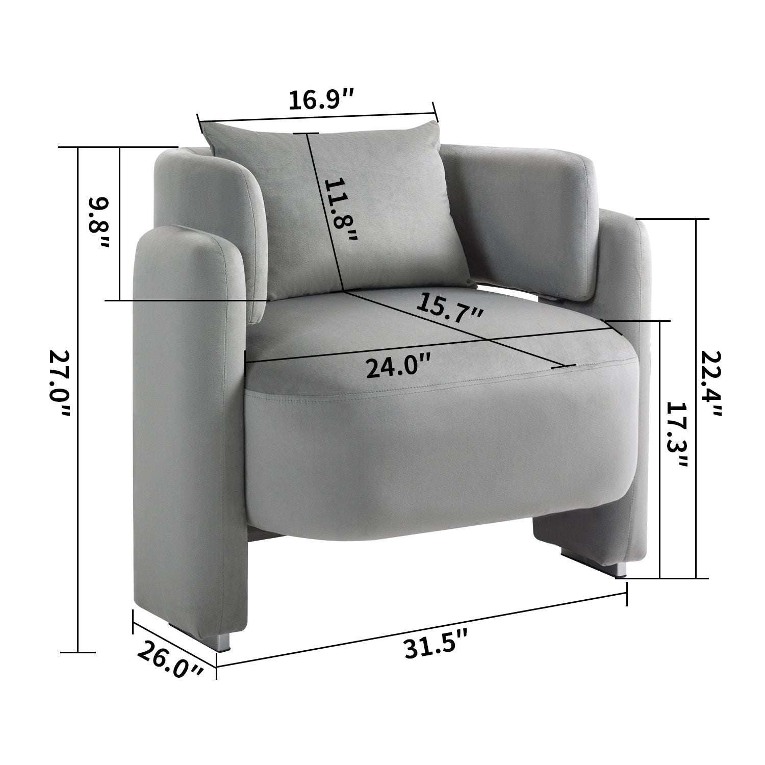 Modern Velvet Lounge Chair-thumbmail-3