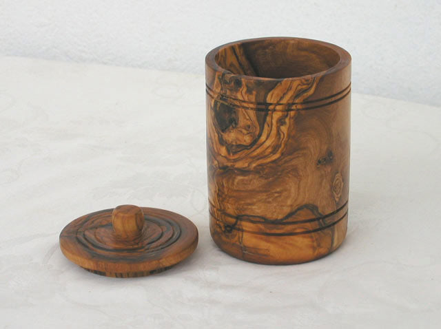 Olive Wood Spice Jar Salt Keeper W/Lid-thumbmail-4
